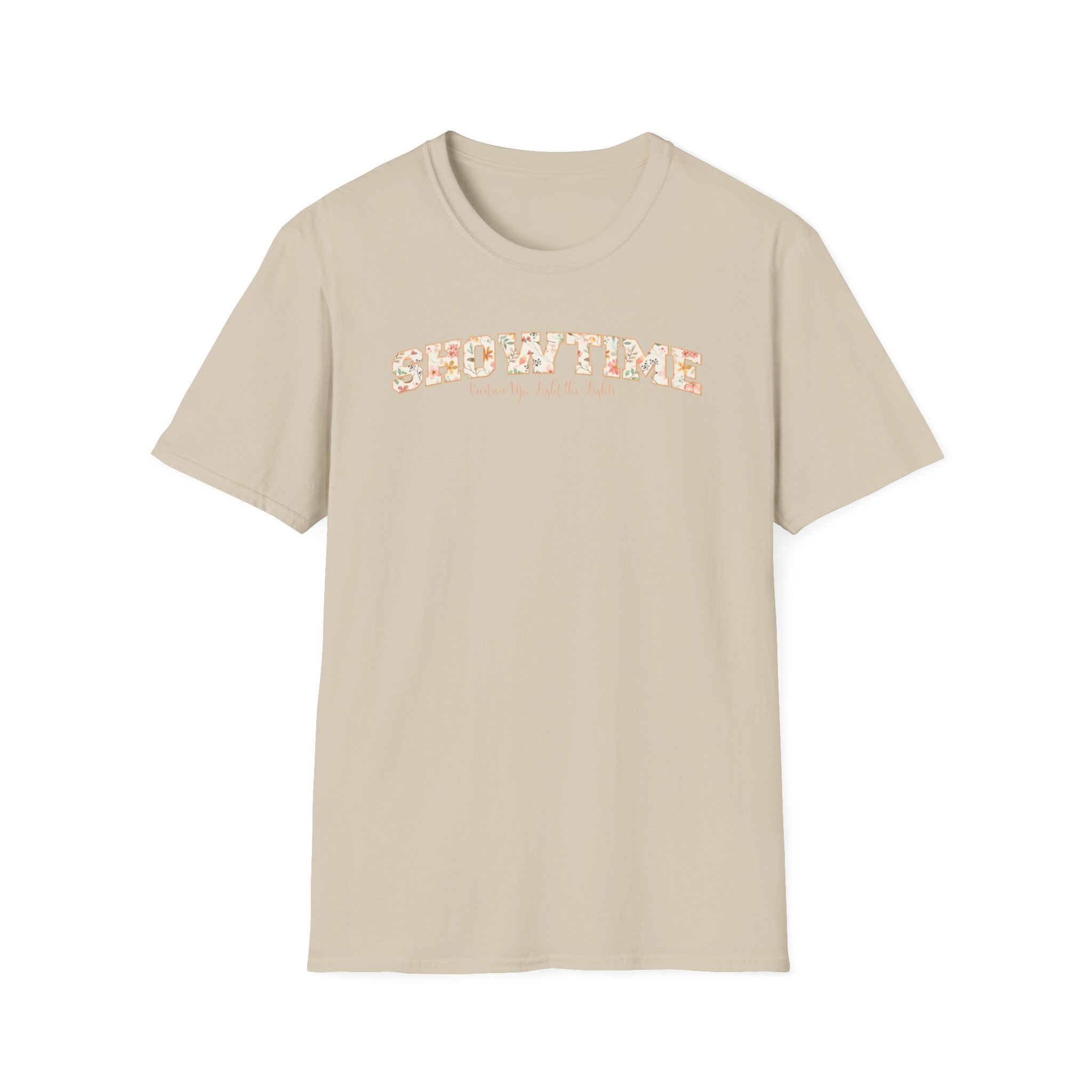 Showtime Floral T-Shirt — Curtain Up, Light the Lights Gift for Actors & Singers