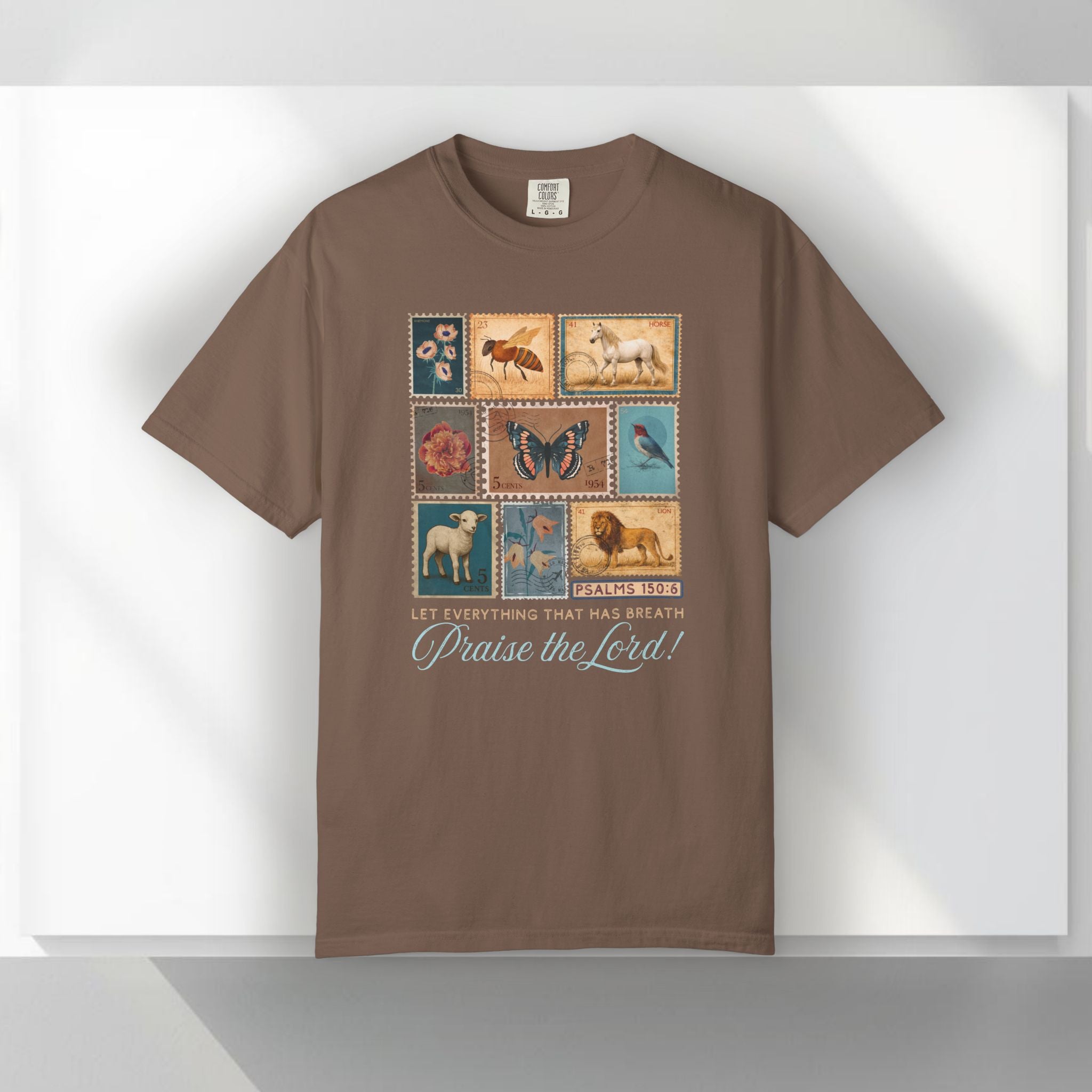 Christian Vintage Stamp Shirt, Praise the Lord Shirt, Psalm 150:6, Faith Graphic Comfort Colors 1717 Tee, Cottagecore