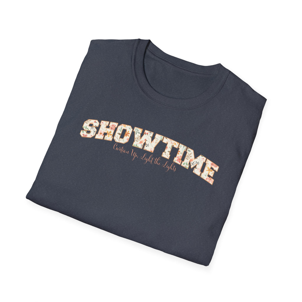 Showtime Floral T-Shirt — Curtain Up, Light the Lights Gift for Actors & Singers
