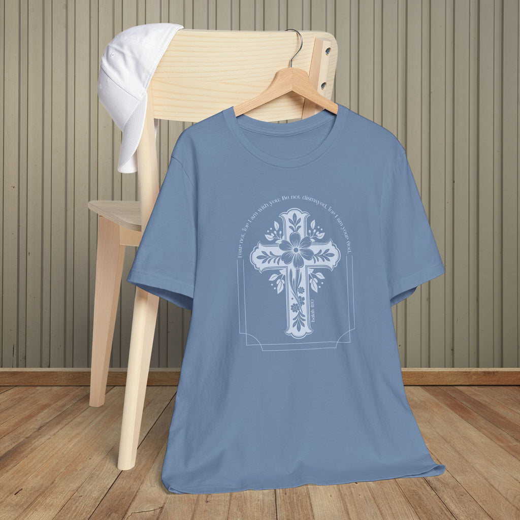 Christian Cross Shirt Isaiah 41:10 Fear Not Bible Verse Floral Graphic Faith Tee Religious Gift Church Apparel Bella Canvas Top