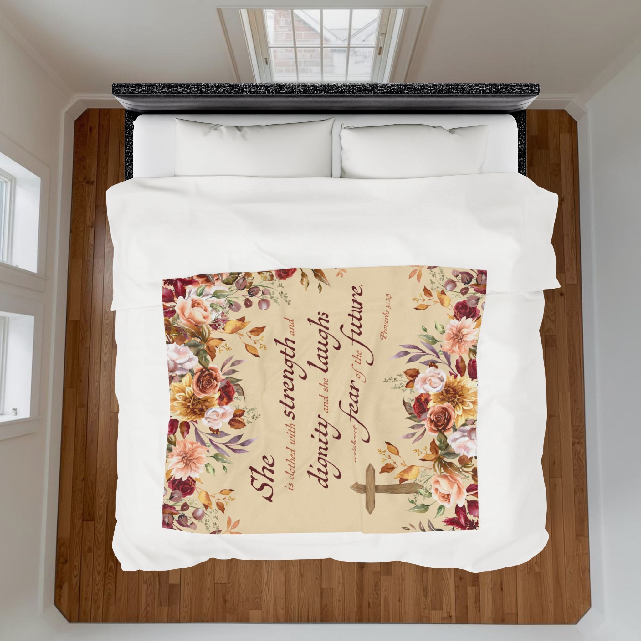 Christian Blanket Plush Velveteen Throw Faith Gift For Mom Mother’s Day Bible Verse Comfort