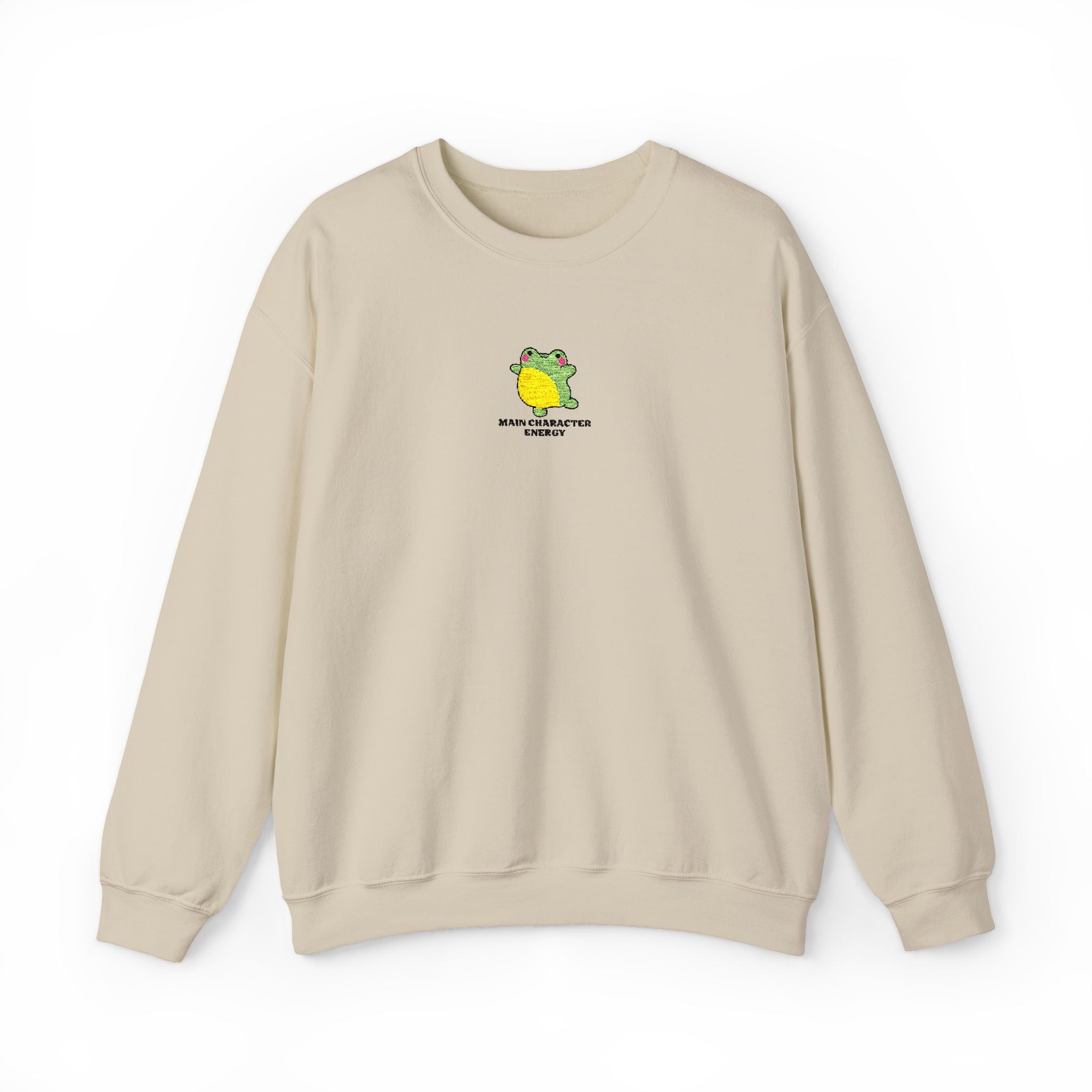 Main Character Energy Embroidered Sweatshirt • Cute Frog Crewneck • Theatre Kid Cozy