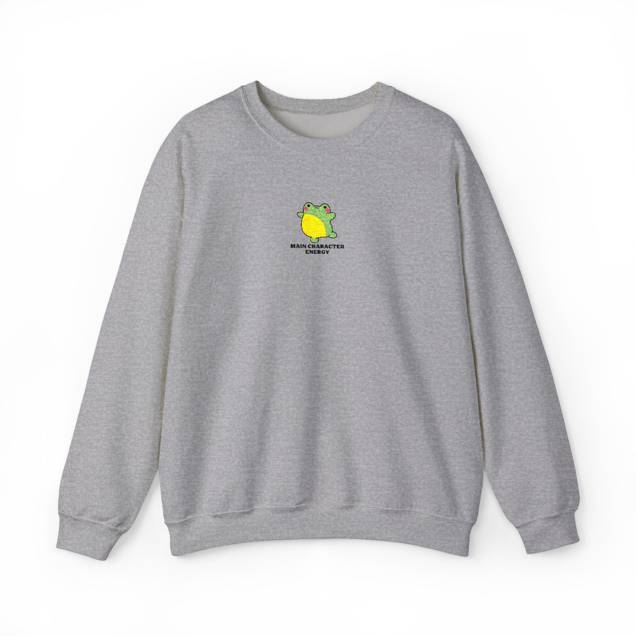 Main Character Energy Embroidered Sweatshirt • Cute Frog Crewneck • Theatre Kid Cozy