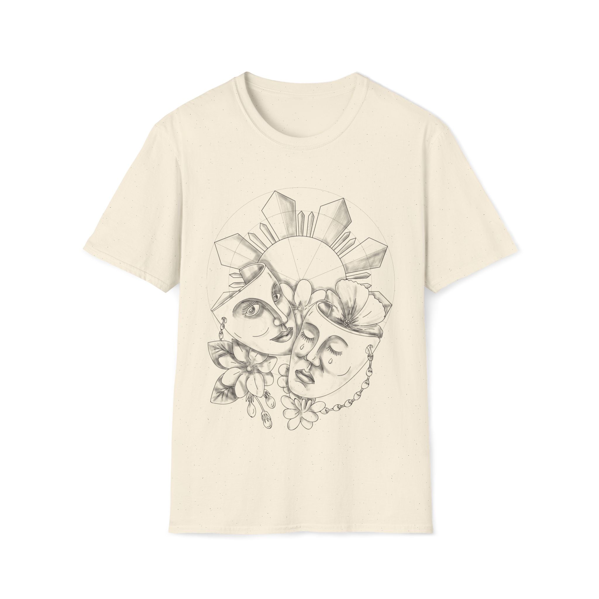 Drama Masks T Shirt • Hand‑Drawn Comedy Tragedy • Theatre Shirt for Actors