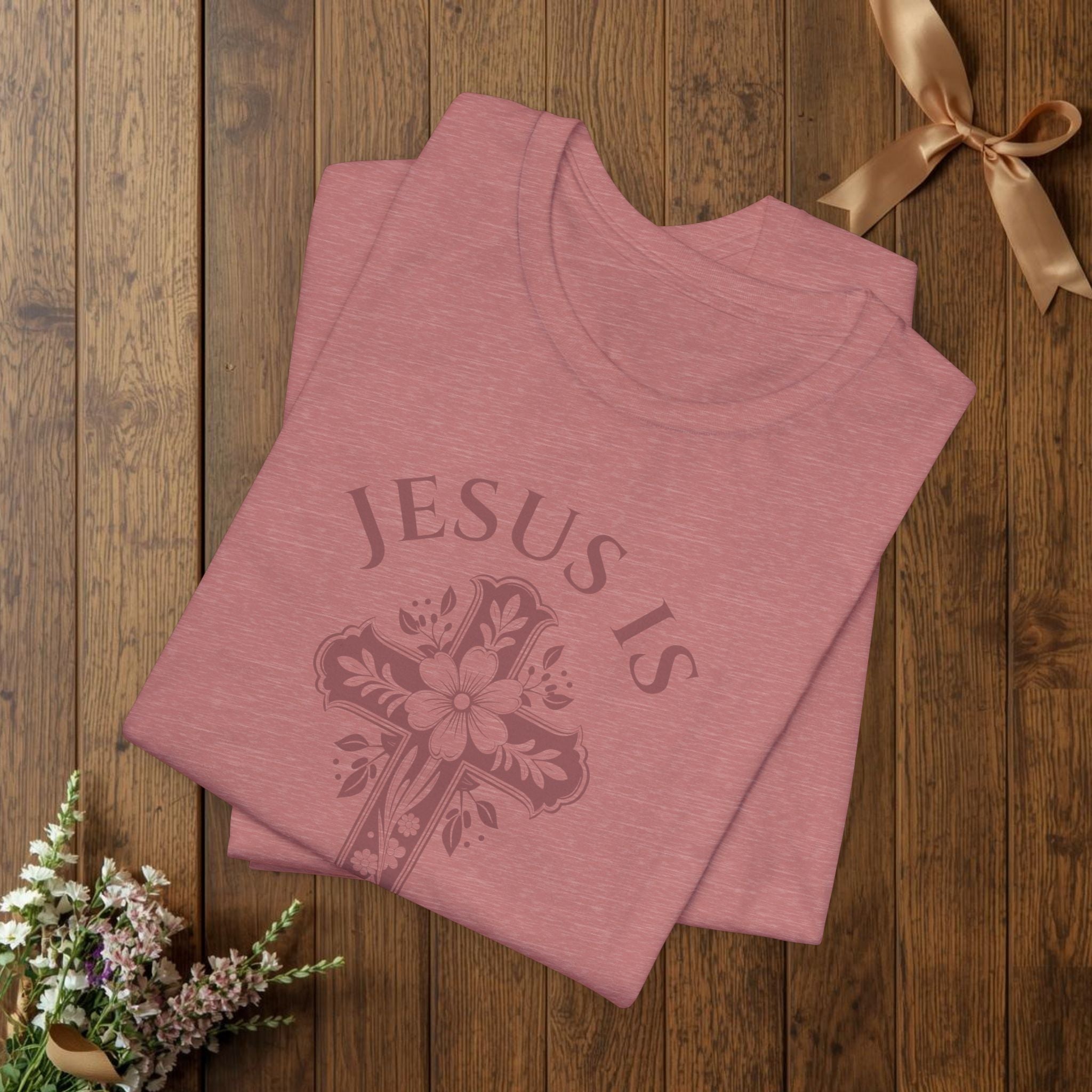 Jesus Is King Shirt Christian Cross Floral Faith Tee Religious Graphic Bible Message Church Apparel