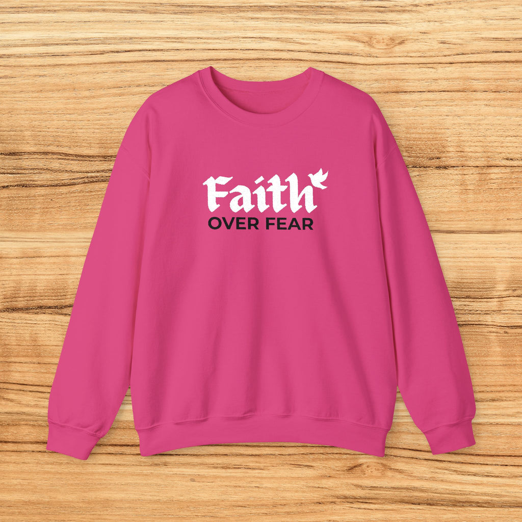 Christian Sweatshirt Faith Over Fear Dove Crewneck Inspirational Pullover Unisex Religious Gift