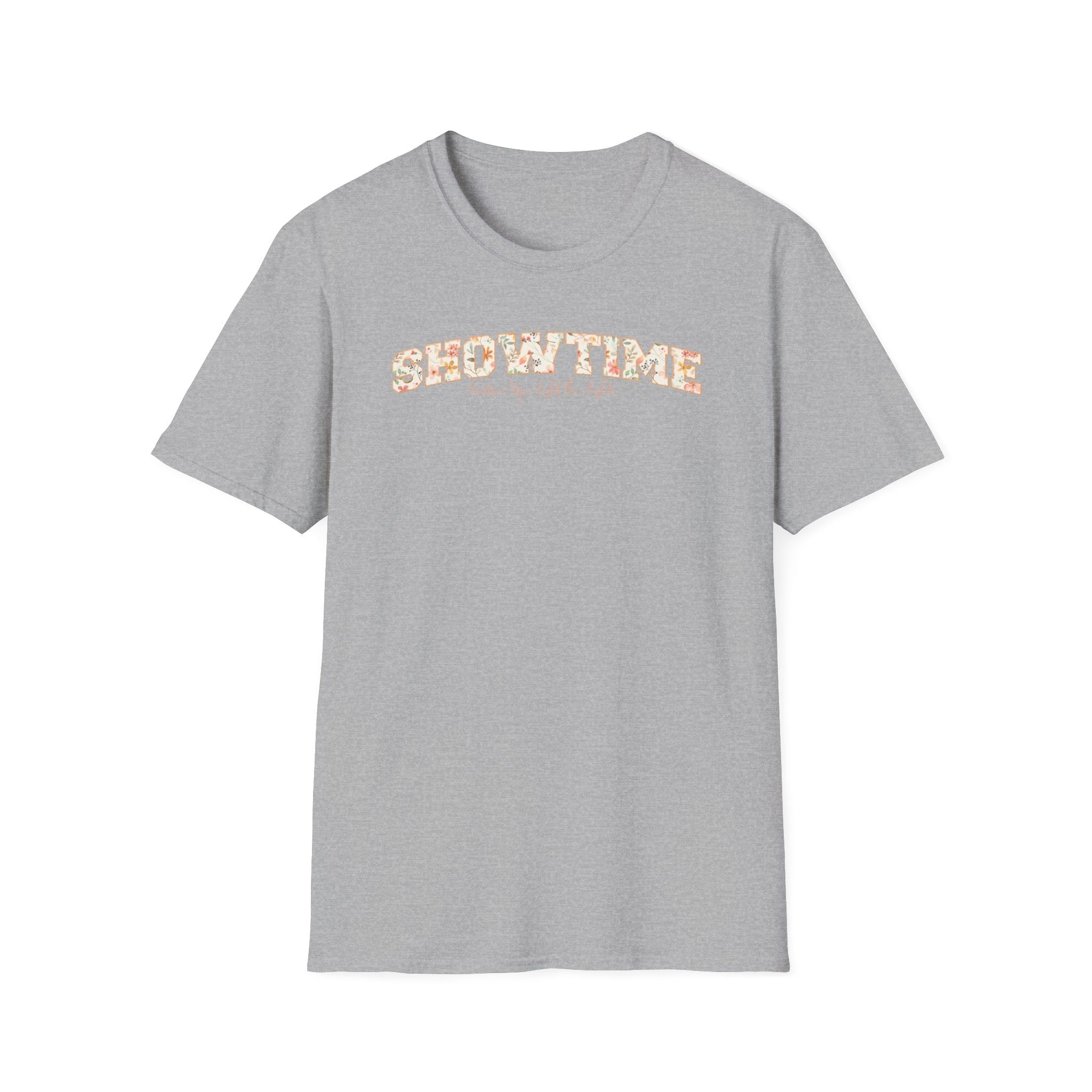 Showtime Floral T-Shirt — Curtain Up, Light the Lights Gift for Actors & Singers