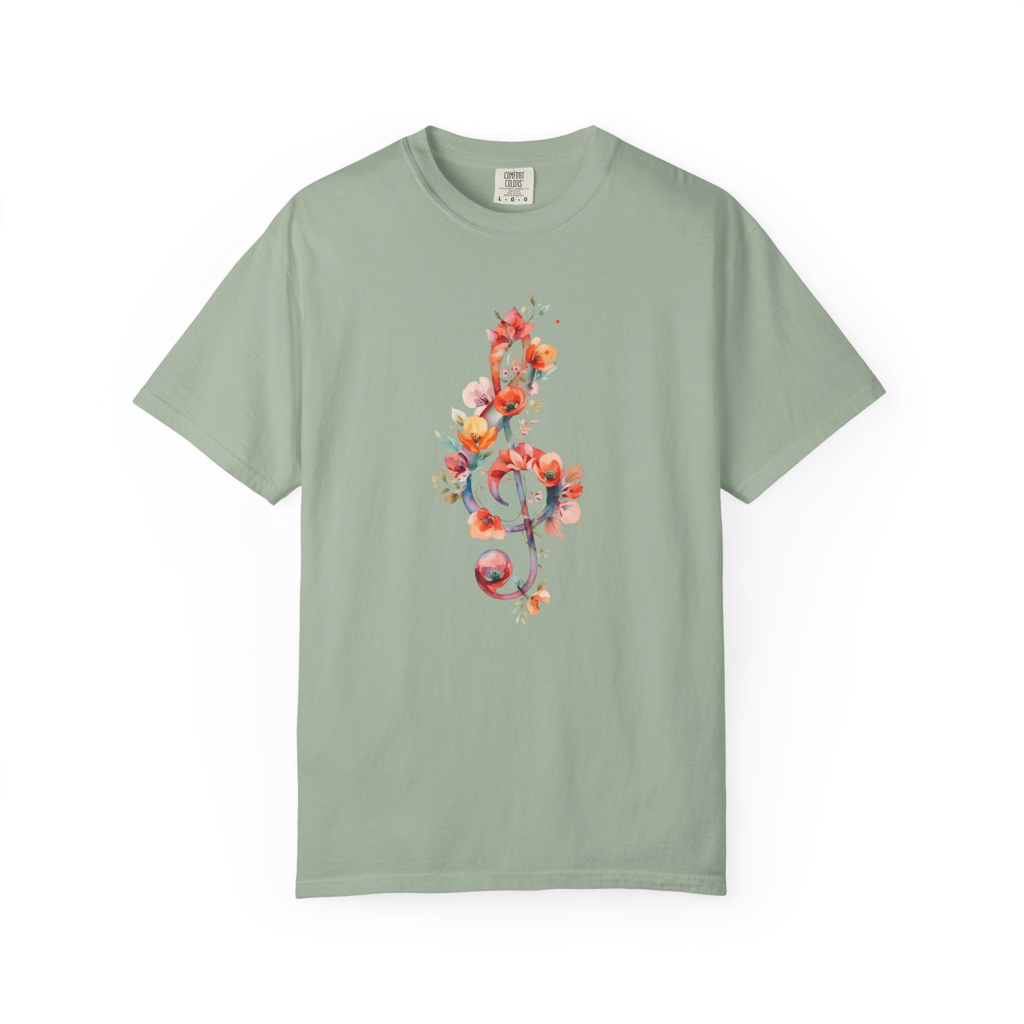 Floral Treble Clef T Shirt  Watercolor Music Note Tee  Music Lover Choir Singer Gift