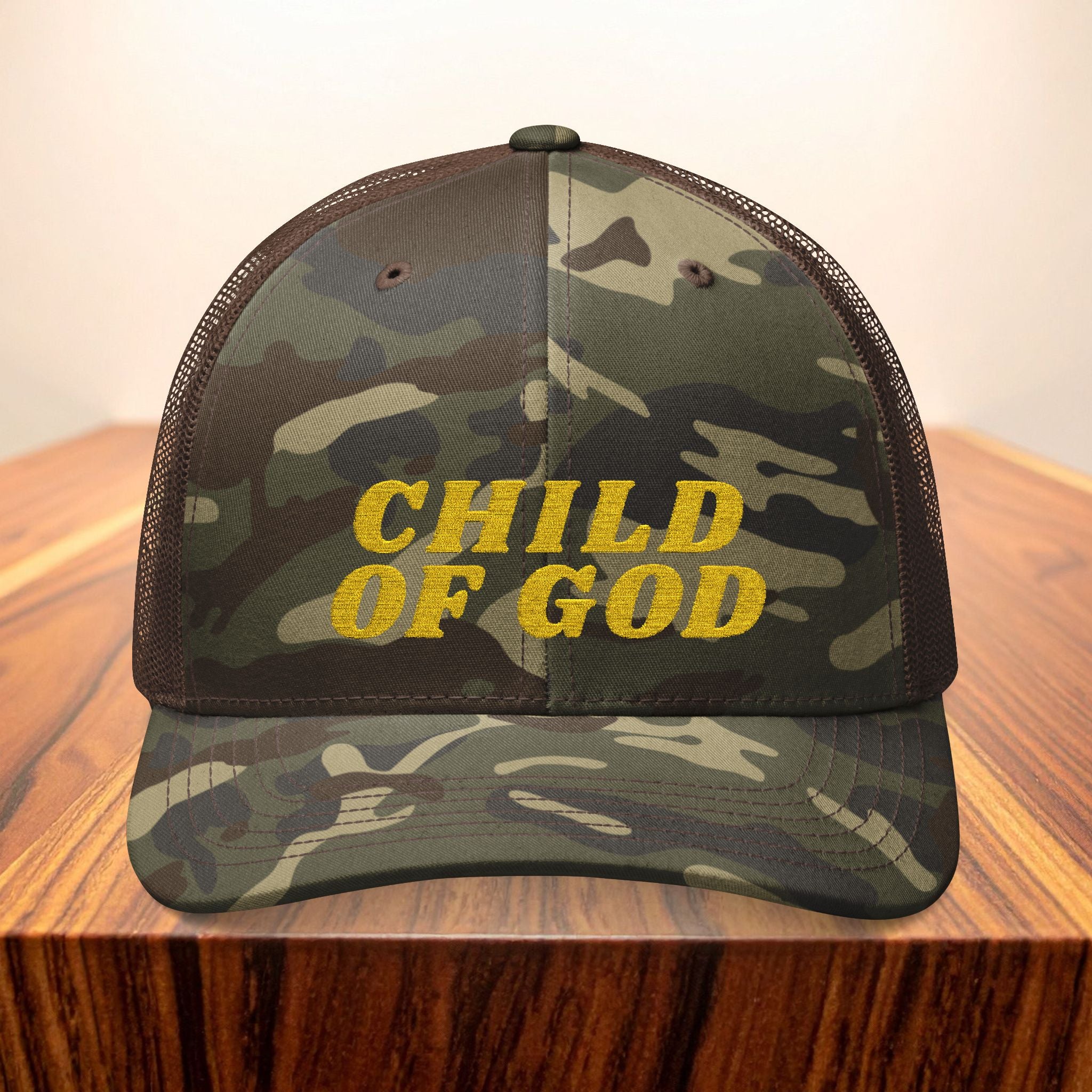Christian Camo Trucker Hat Child of God Embroidered Hat Faith Hat Gift Religious Hat Faith Apparel