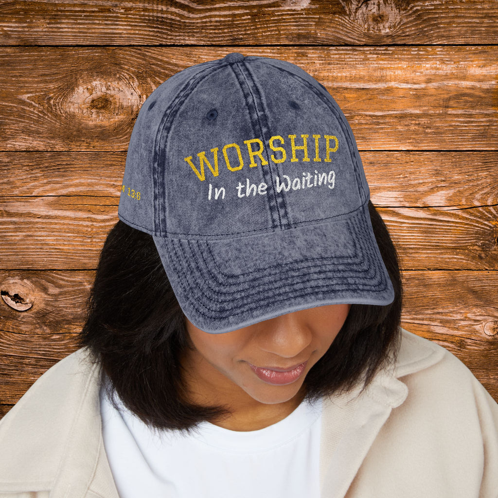 Christian Embroidered Hat, Worship in the Waiting Cap, Psalm 13:6 Bible Verse Hat, Baseball Cap Gift