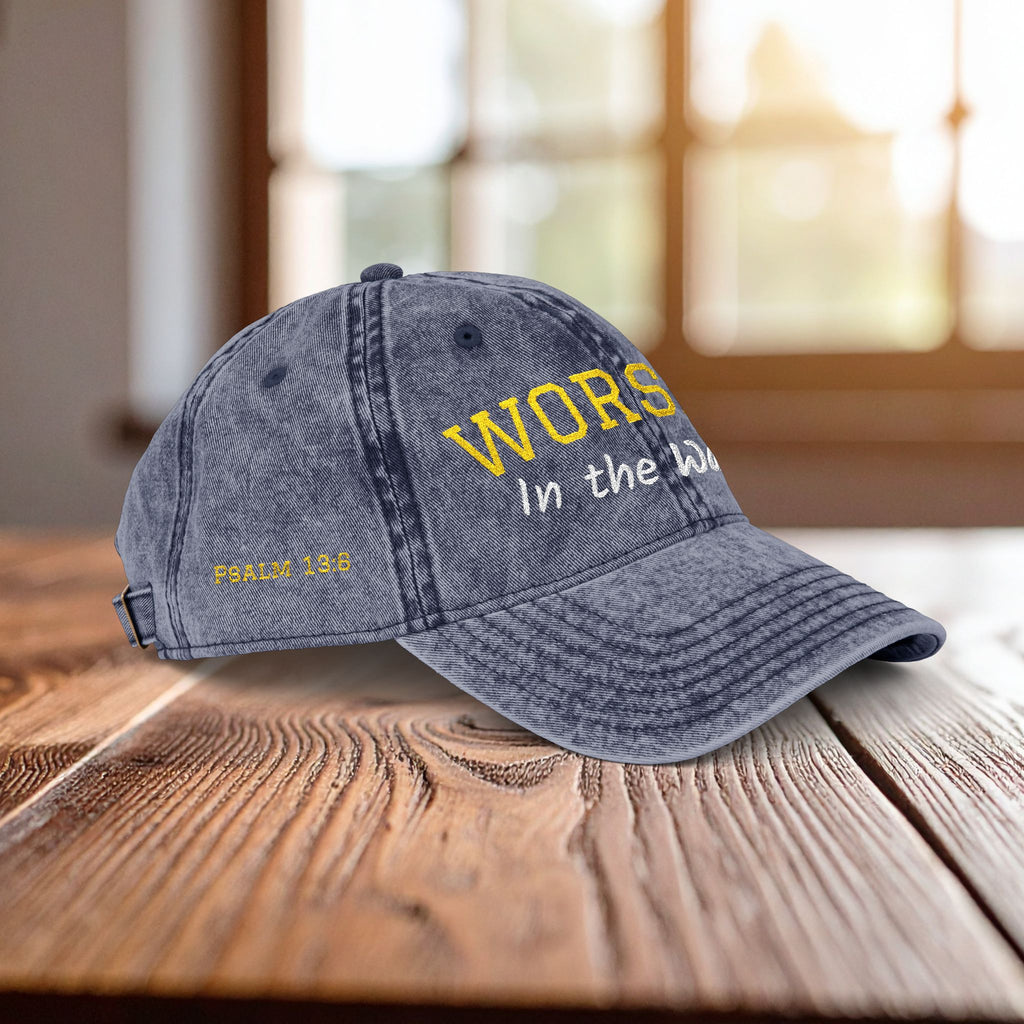 Christian Embroidered Hat, Worship in the Waiting Cap, Psalm 13:6 Bible Verse Hat, Baseball Cap Gift