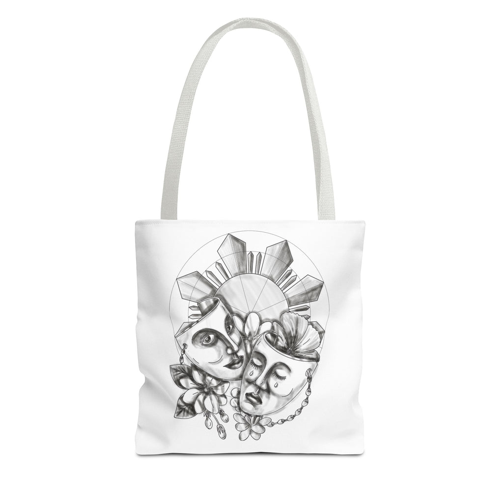 Theatre Masks Drama Tote Bag — Hand-Drawn Comedy & Tragedy Art