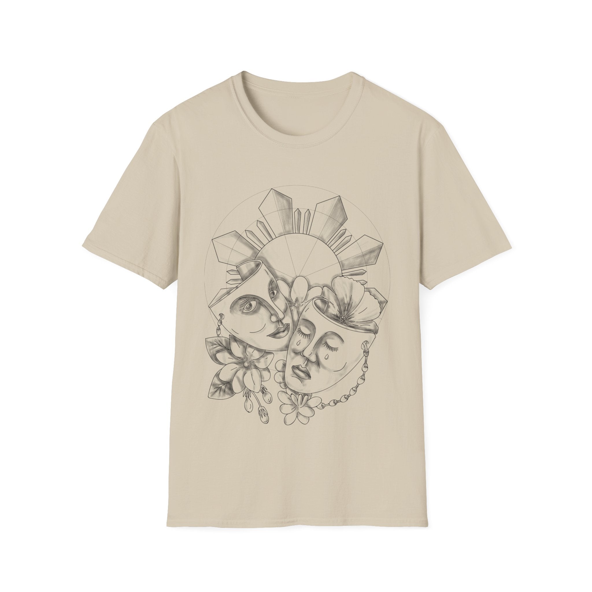 Drama Masks T Shirt • Hand‑Drawn Comedy Tragedy • Theatre Shirt for Actors