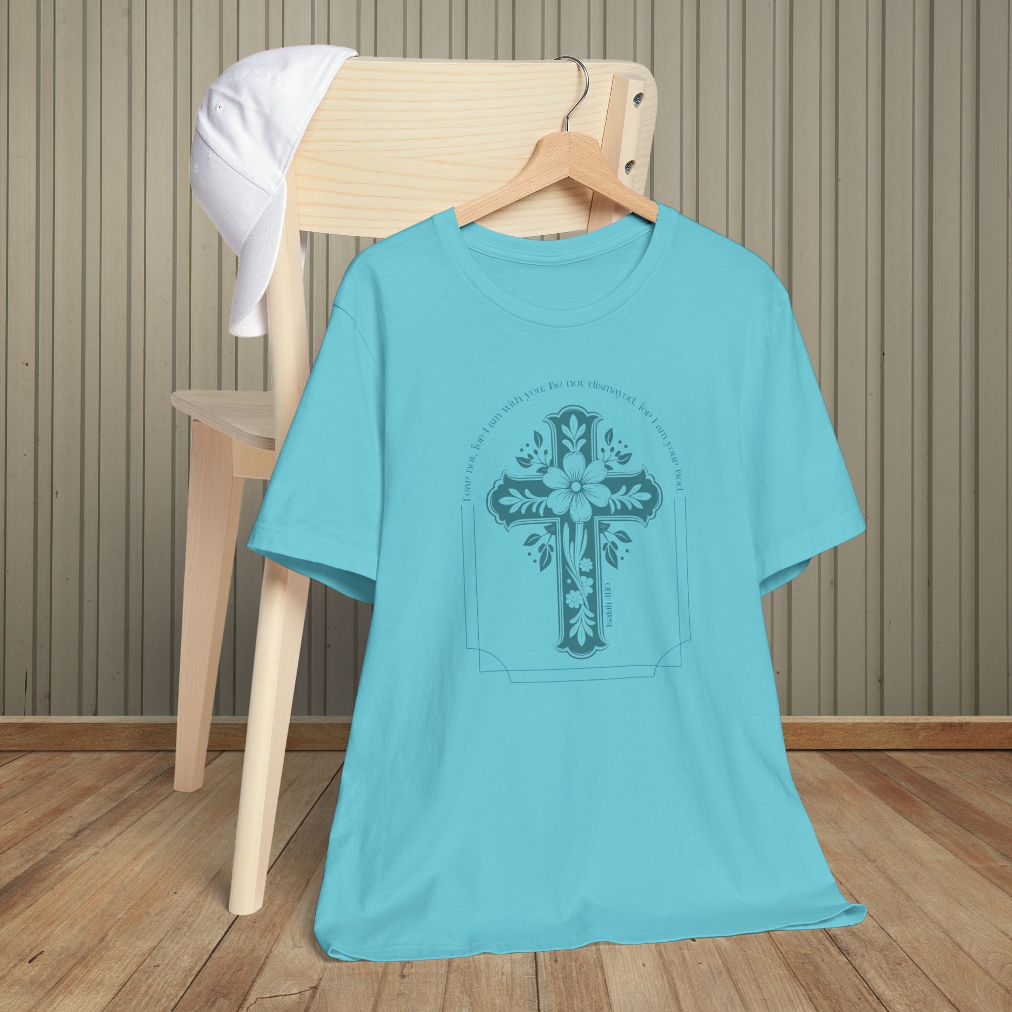 Christian Cross Shirt Isaiah 41:10 Fear Not Bible Verse Floral Graphic Faith Tee Religious Gift Church Apparel Bella Canvas Top