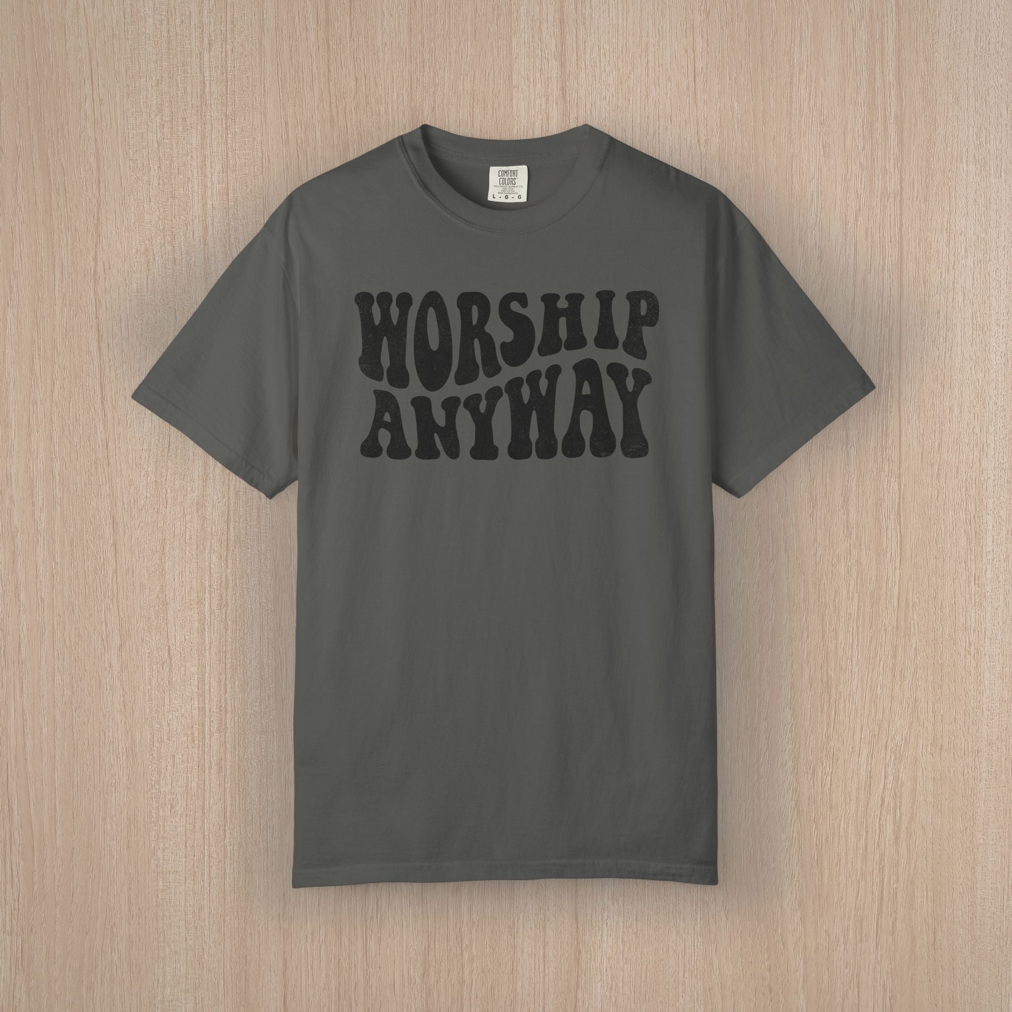 Christian Worship Shirt Worship Anyway Retro Faith Graphic Tee Comfort Colors Perfect Church Shirt or Gift