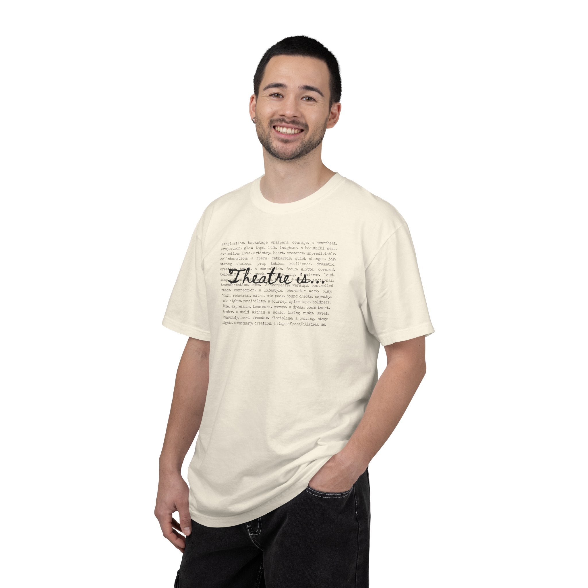 Theatre Is... list of theatre elements T-Shirt | Performing Arts Tee