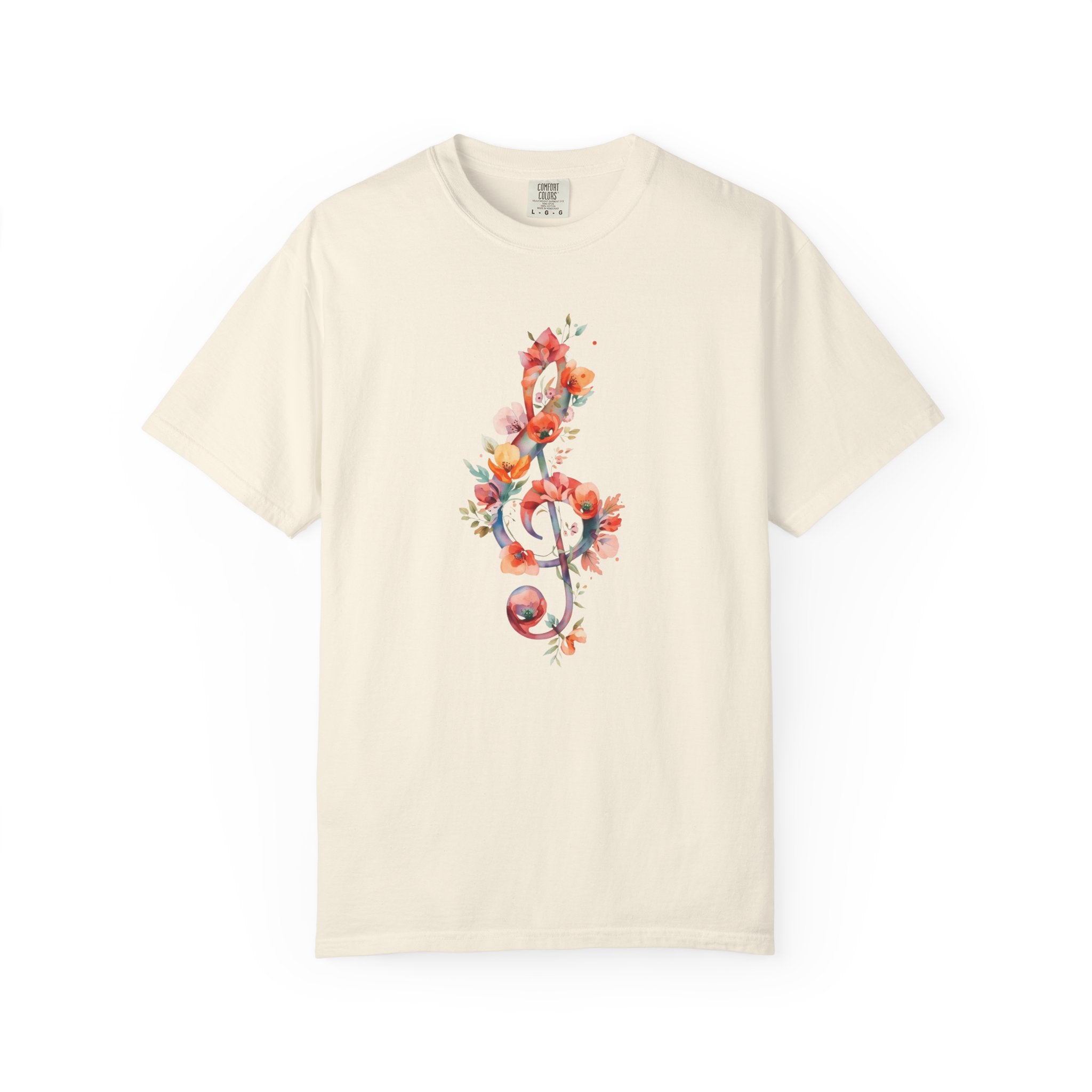 Floral Treble Clef T Shirt  Watercolor Music Note Tee  Music Lover Choir Singer Gift