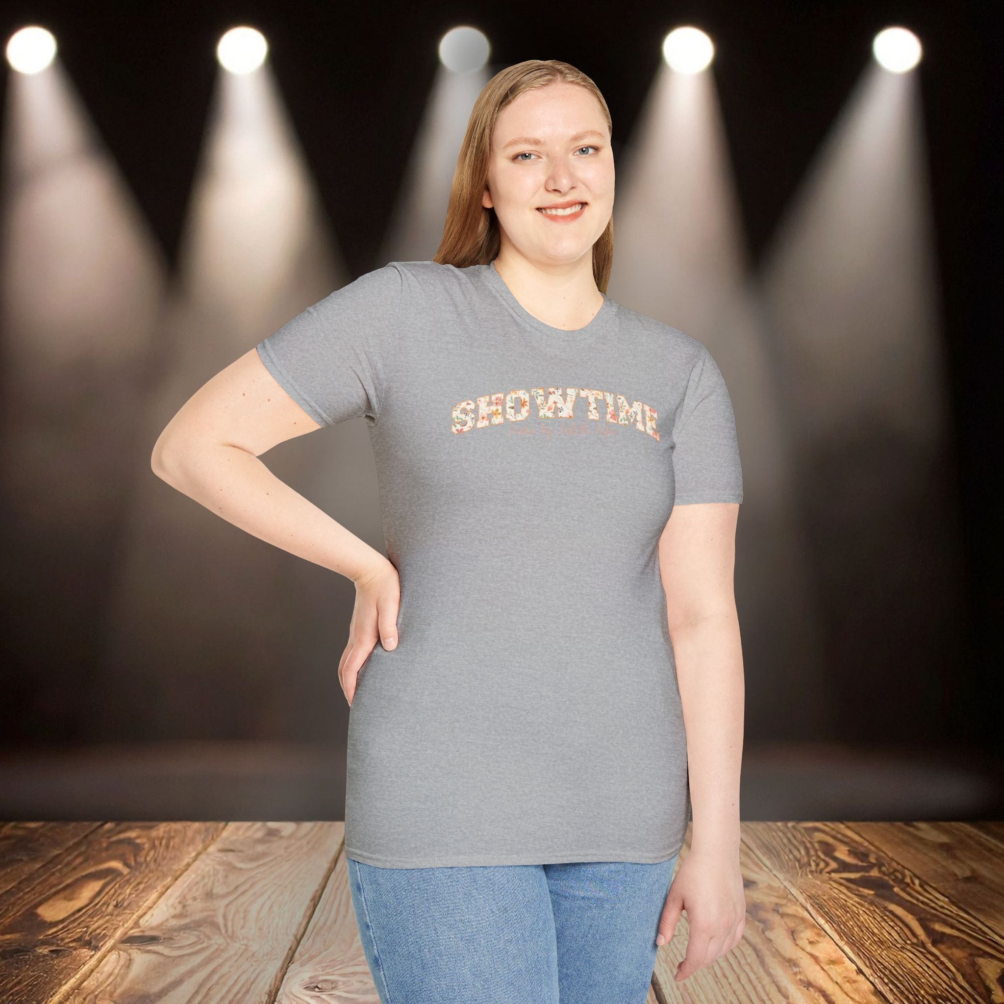 Showtime Floral T-Shirt — Curtain Up, Light the Lights Gift for Actors & Singers