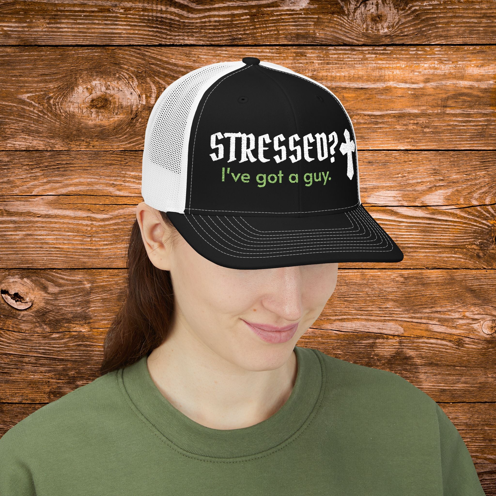 Christian Trucker Hat Stressed I've Got A Guy Snapback Faith Cap Embroidered Cross Hat