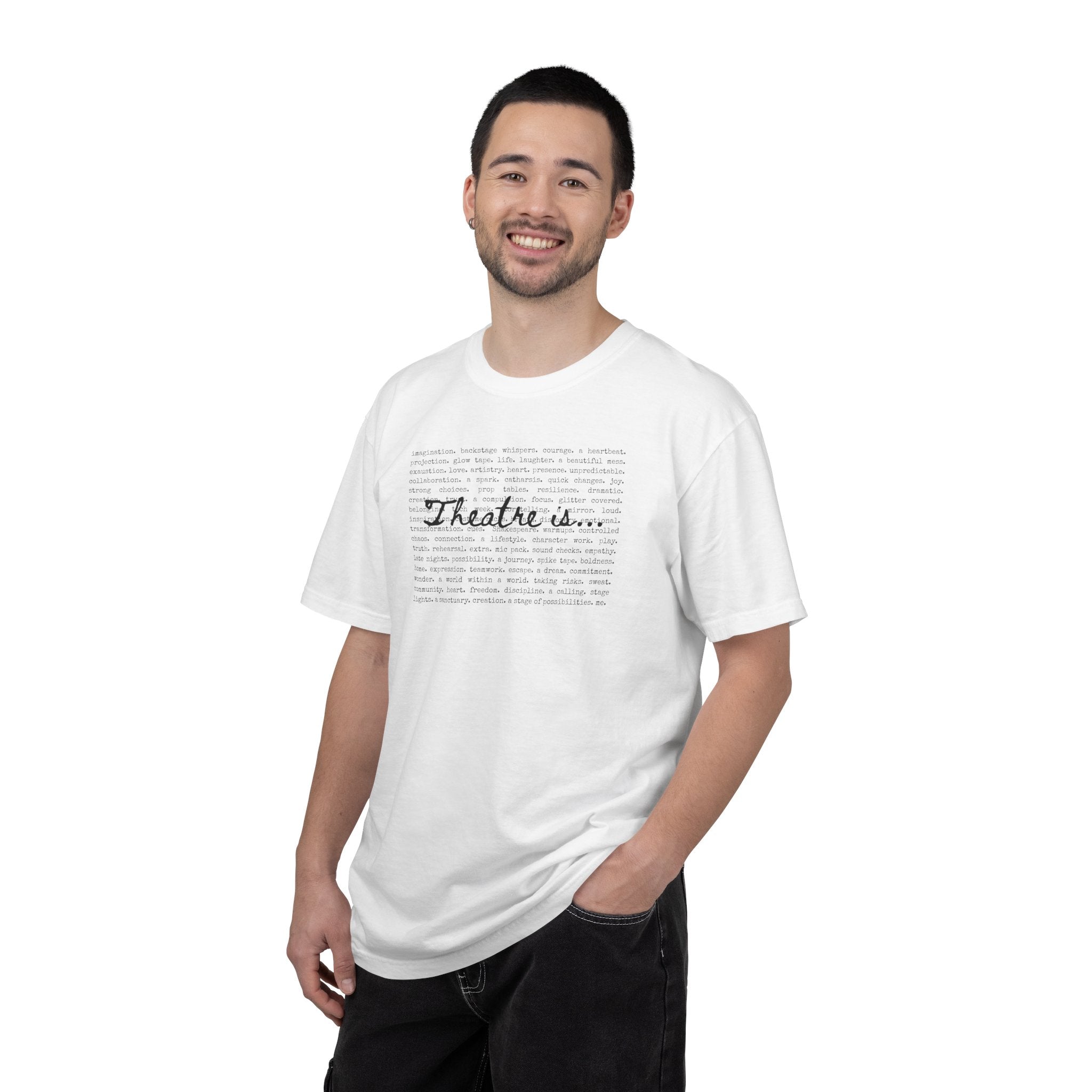 Theatre Is... list of theatre elements T-Shirt | Performing Arts Tee