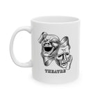 Theatre Masks Ceramic Mug — Drama & Comedy Coffee Cup for Theatre Lovers (11oz/15oz)