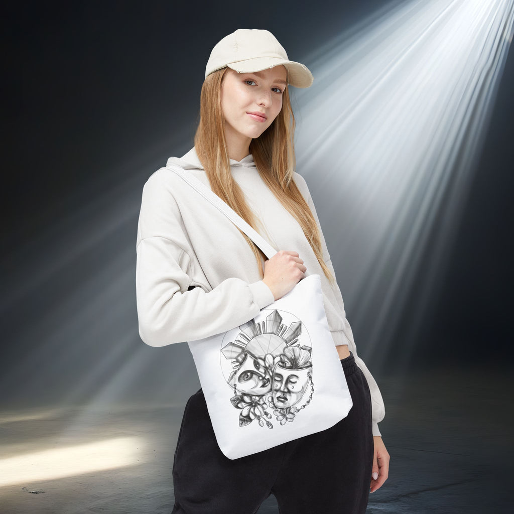 Theatre Masks Drama Tote Bag — Hand-Drawn Comedy & Tragedy Art