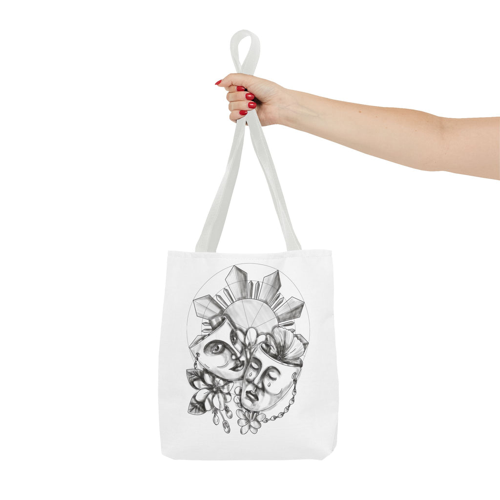 Theatre Masks Drama Tote Bag — Hand-Drawn Comedy & Tragedy Art