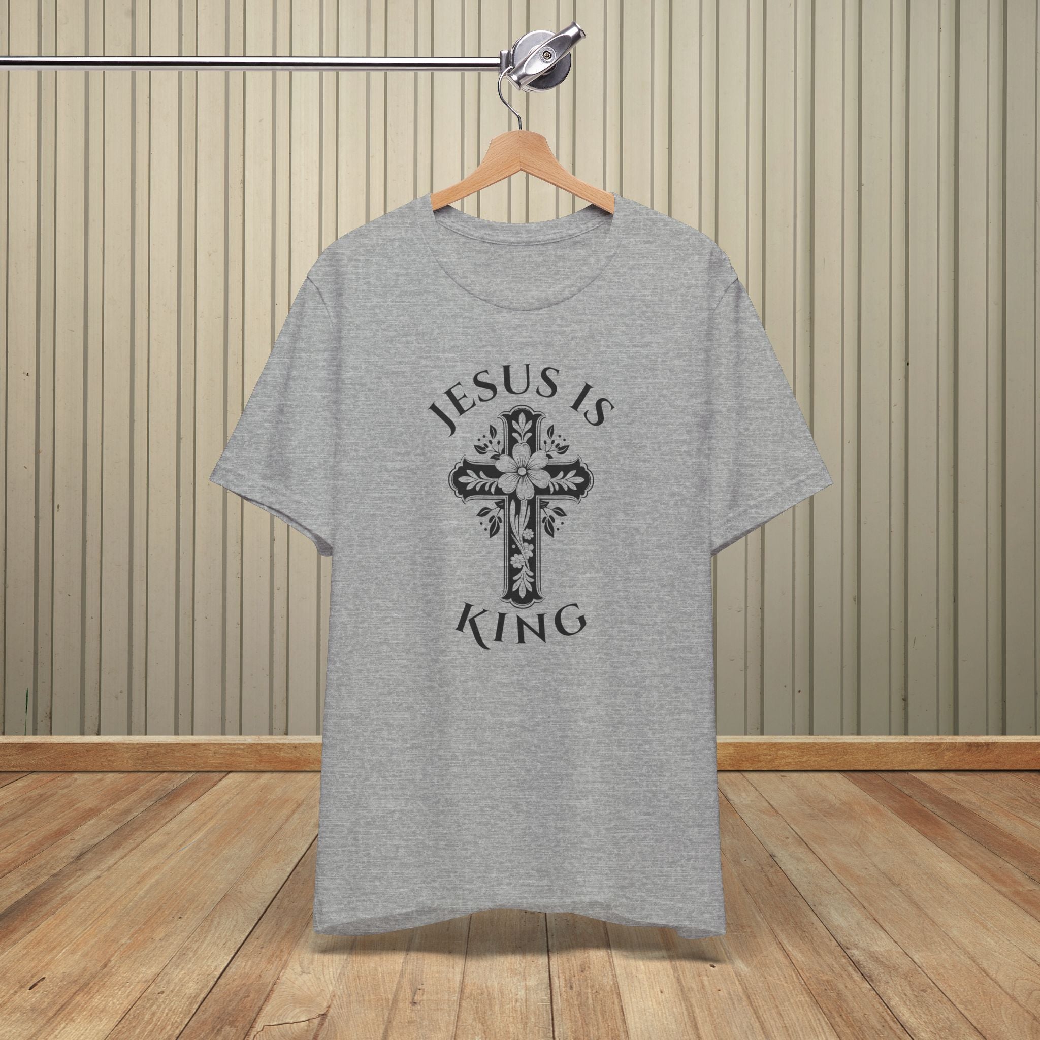 Jesus Is King Shirt Christian Cross Floral Faith Tee Religious Graphic Bible Message Church Apparel