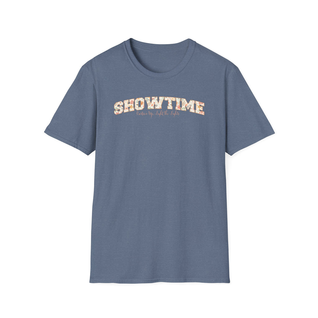 Showtime Floral T-Shirt — Curtain Up, Light the Lights Gift for Actors & Singers