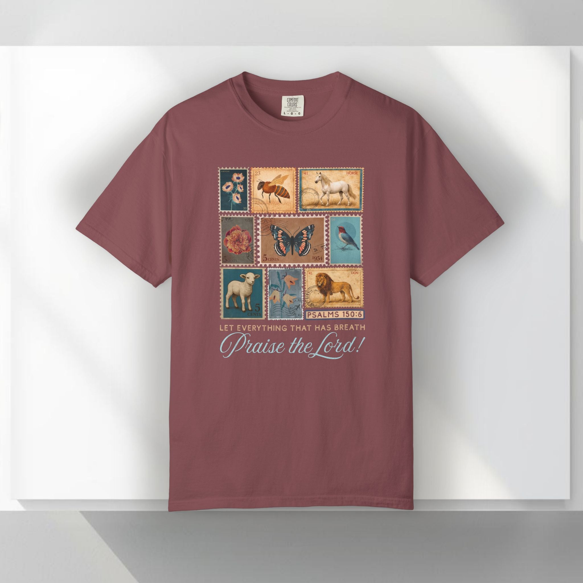 Christian Vintage Stamp Shirt, Praise the Lord Shirt, Psalm 150:6, Faith Graphic Comfort Colors 1717 Tee, Cottagecore