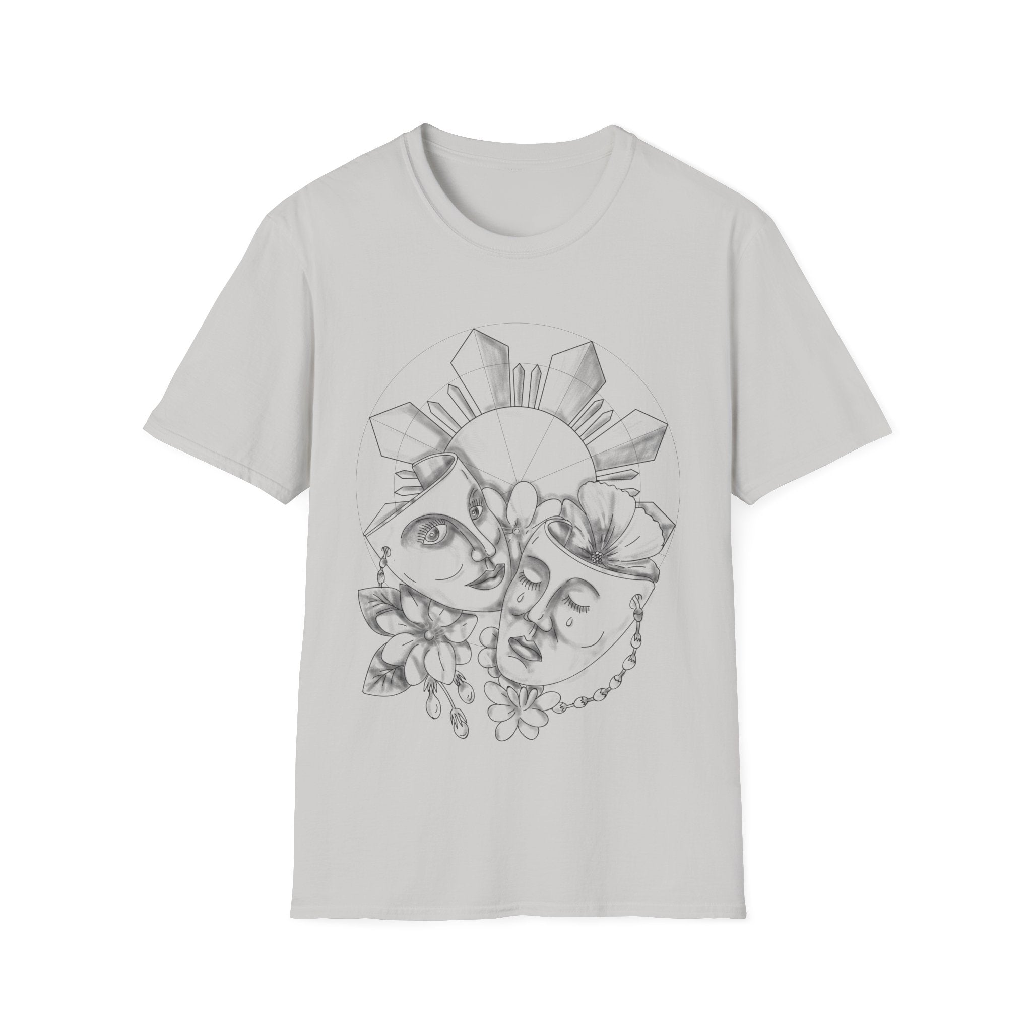 Drama Masks T Shirt • Hand‑Drawn Comedy Tragedy • Theatre Shirt for Actors