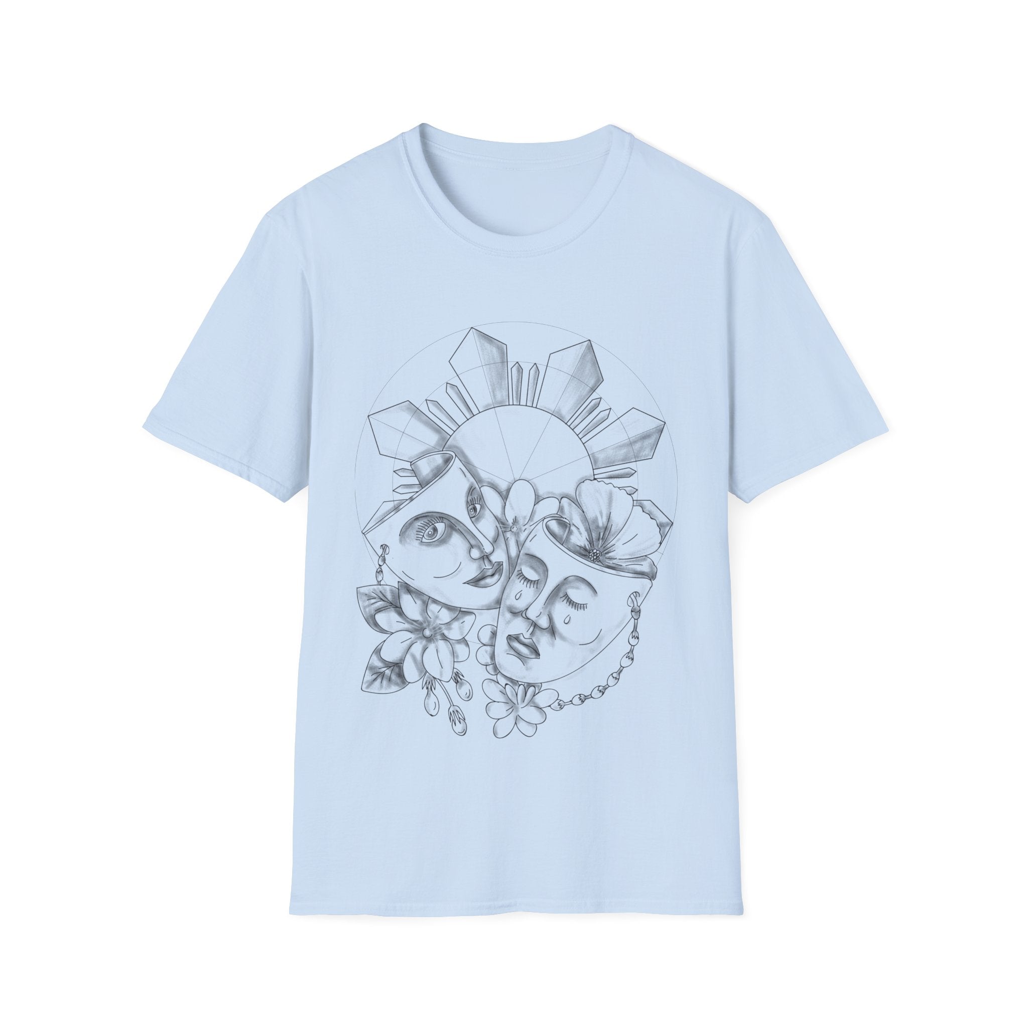 Drama Masks T Shirt • Hand‑Drawn Comedy Tragedy • Theatre Shirt for Actors