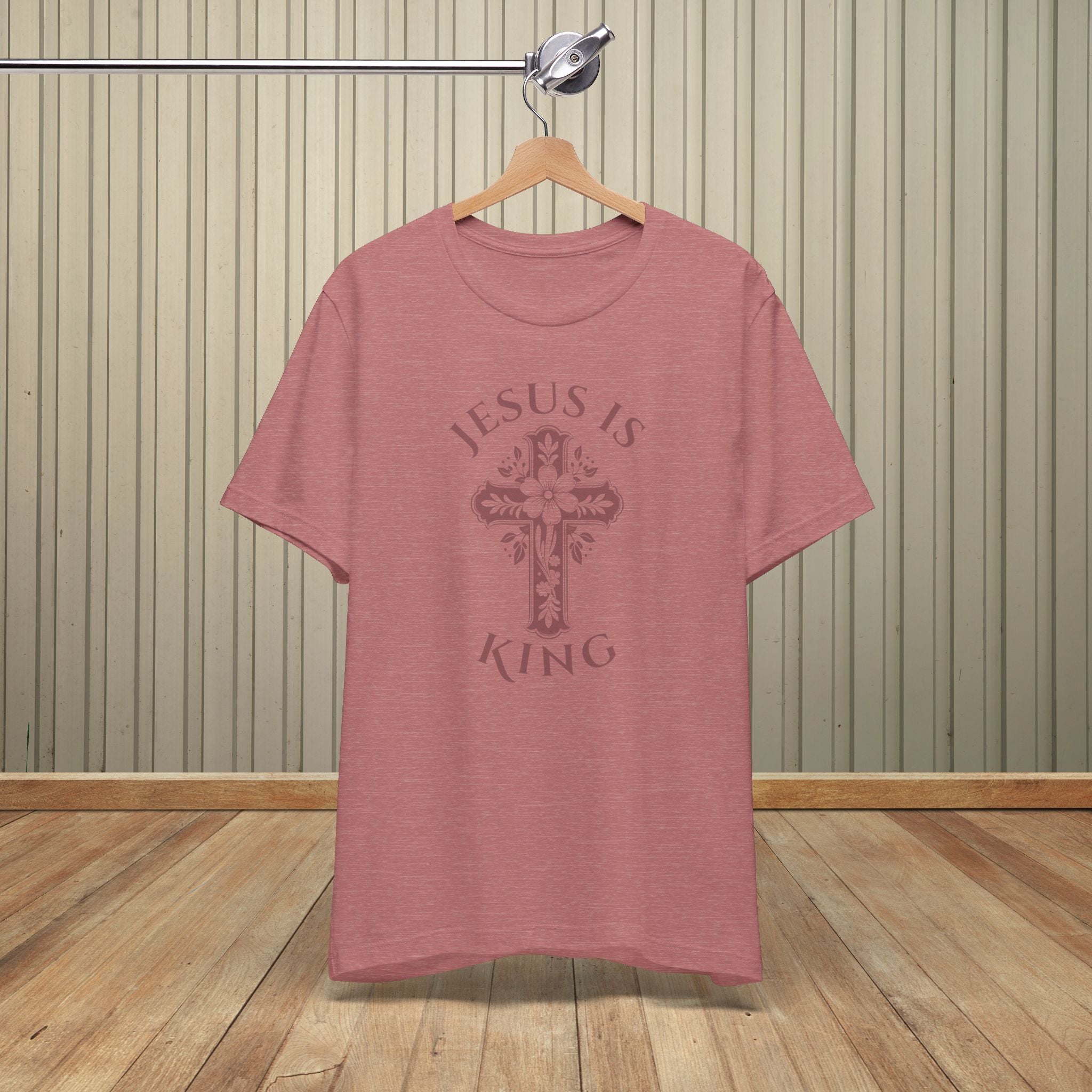 Jesus Is King Shirt Christian Cross Floral Faith Tee Religious Graphic Bible Message Church Apparel