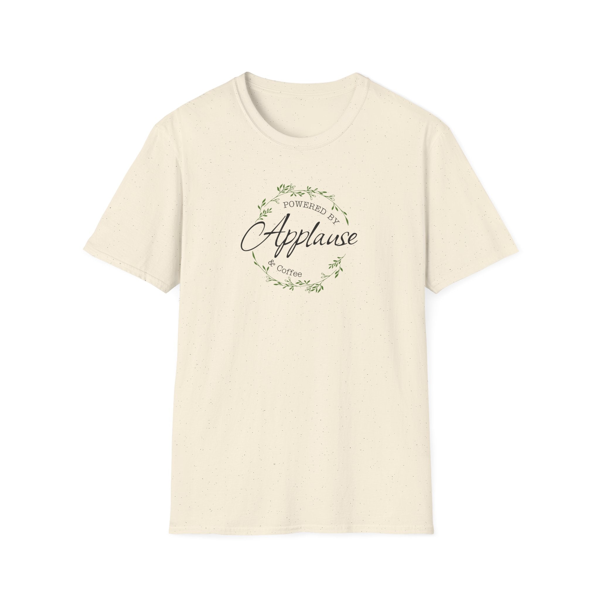 Powered by Applause & Coffee T-Shirt — Floral Theatre & Performer Tee