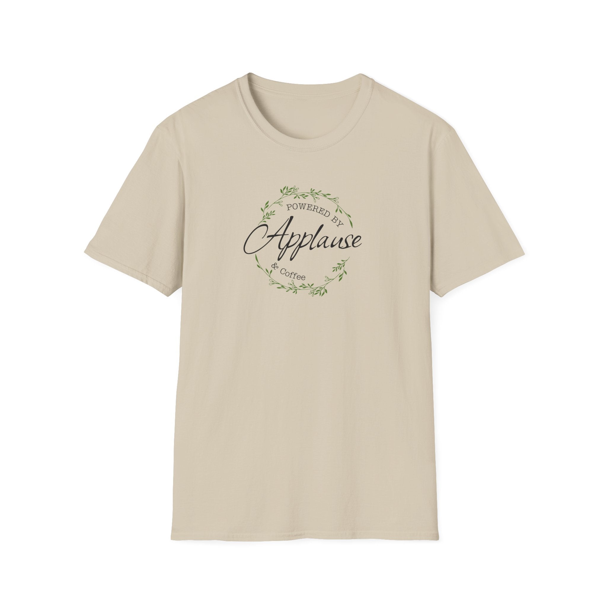 Powered by Applause & Coffee T-Shirt — Floral Theatre & Performer Tee