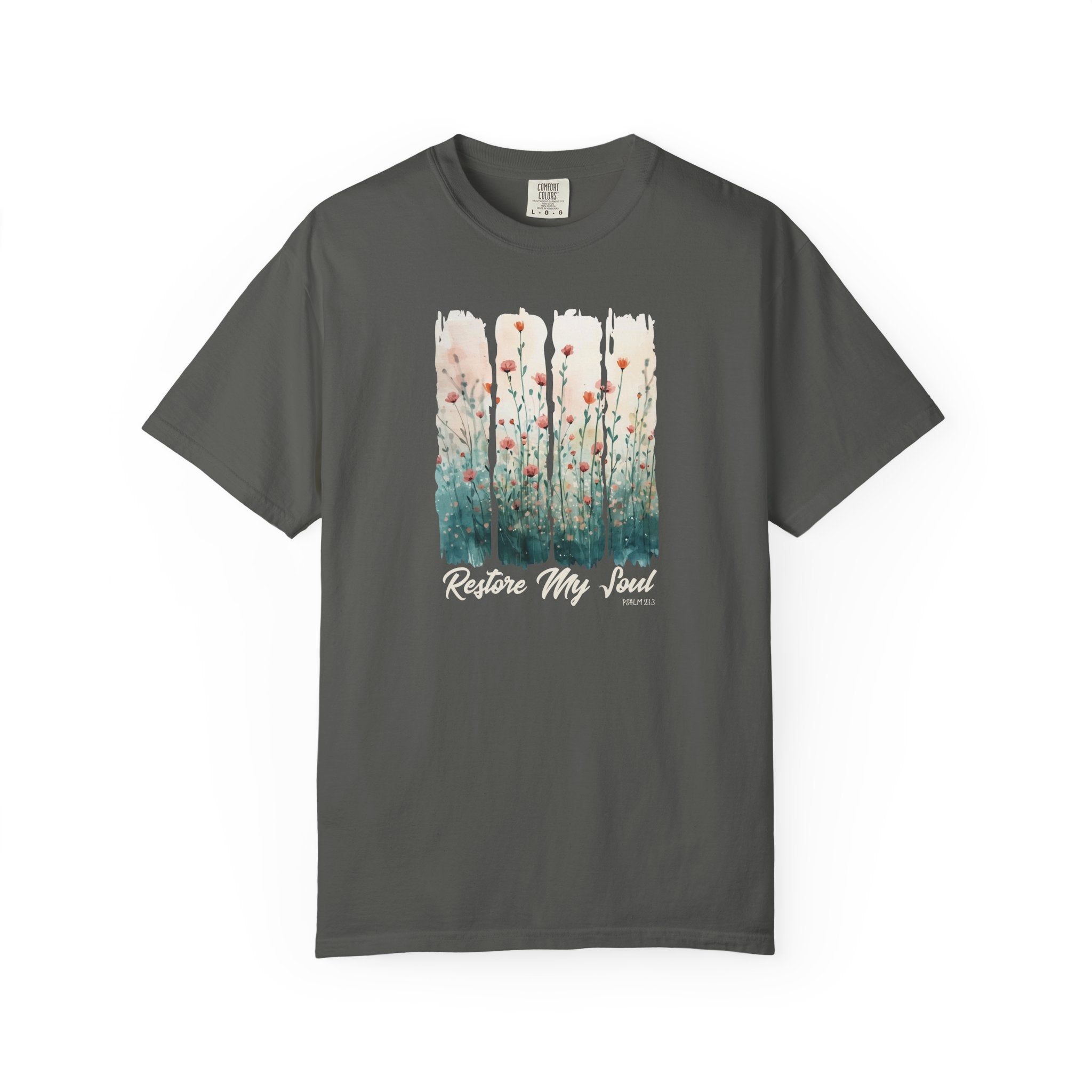 Comfort Colors® Restore My Soul Shirt Christian Watercolor Floral tee worship leader faith