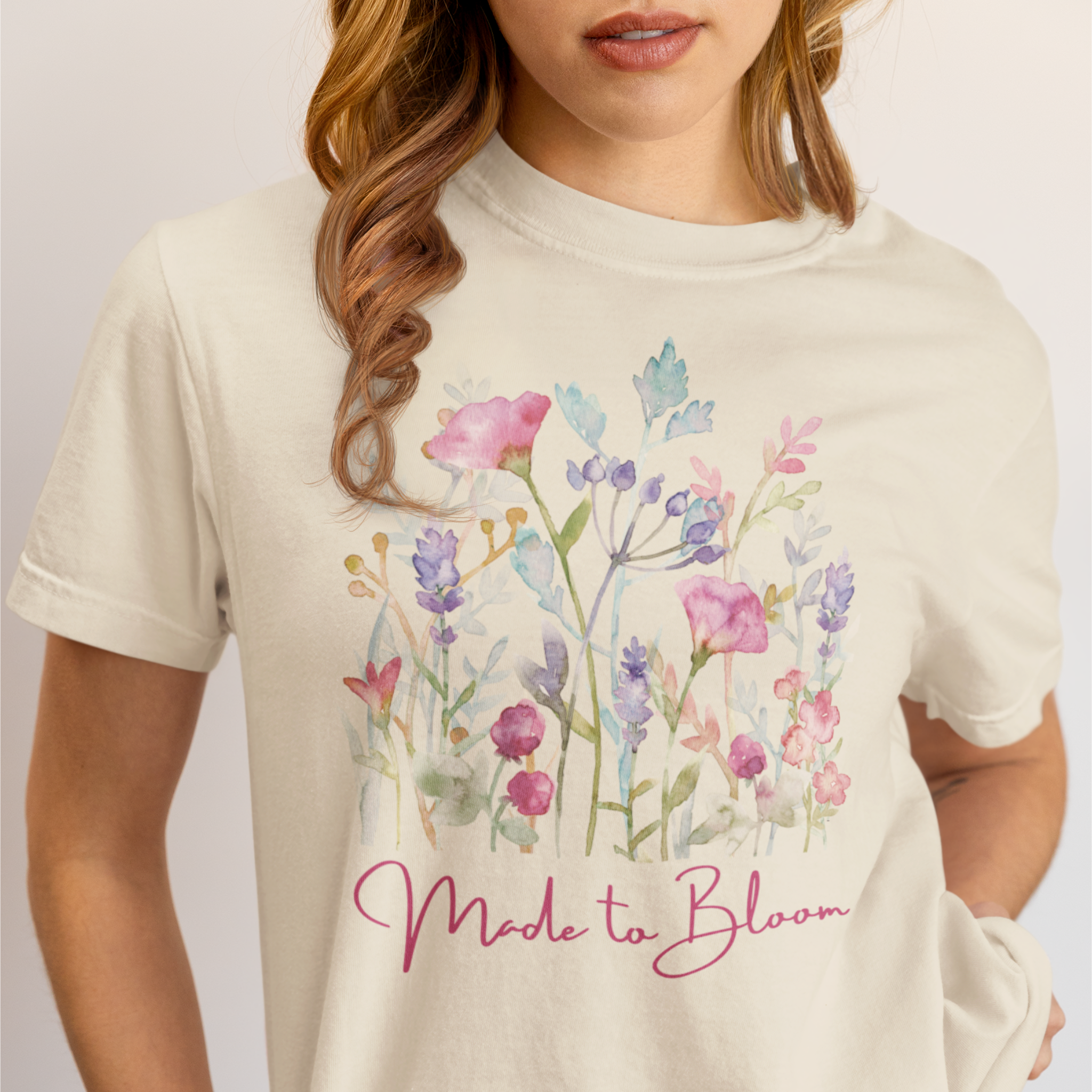 Made to Bloom Watercolor Floral T-Shirt Inspirational Gift for Singers, Moms & Christians