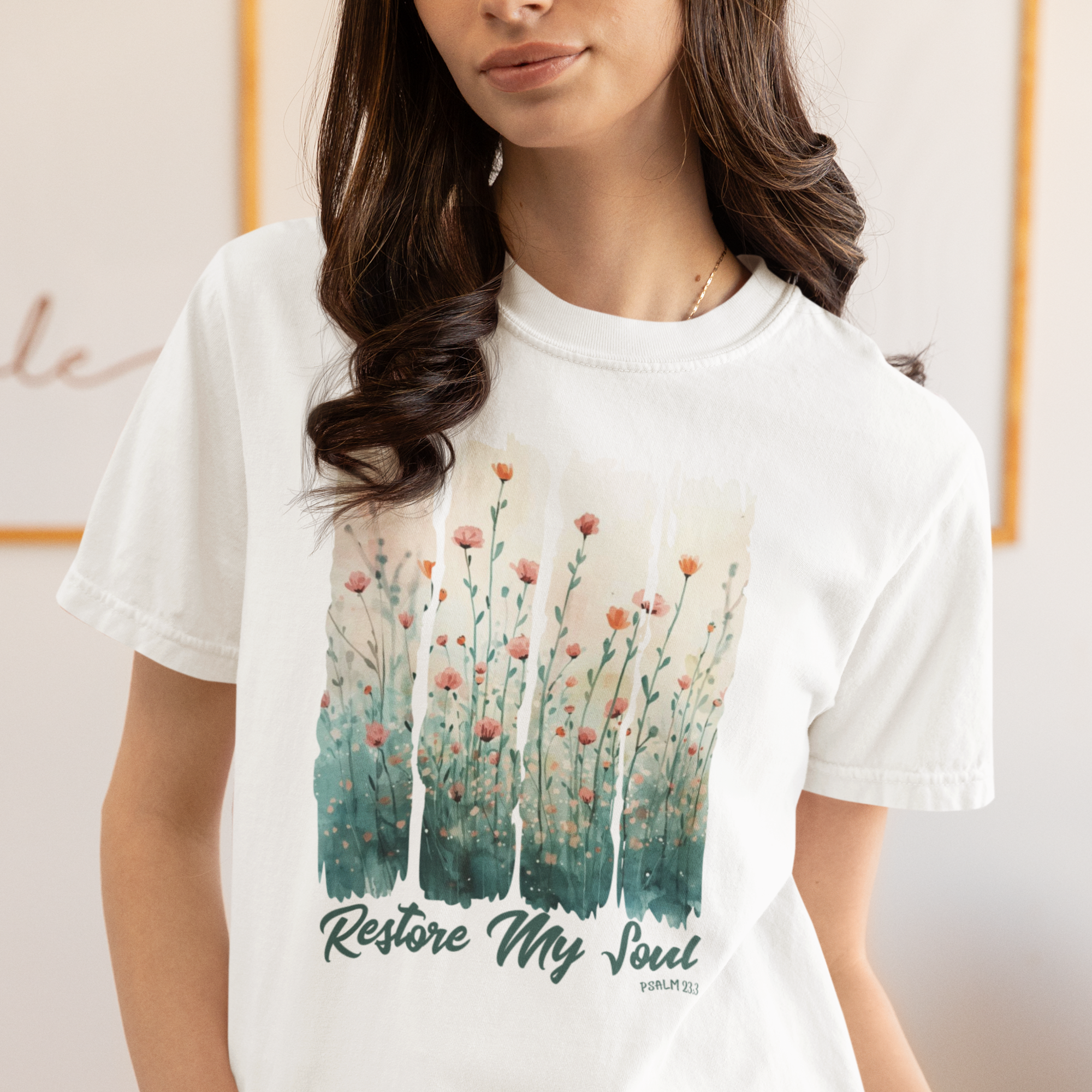 Comfort Colors® Restore My Soul Shirt Christian Watercolor Floral tee worship leader faith