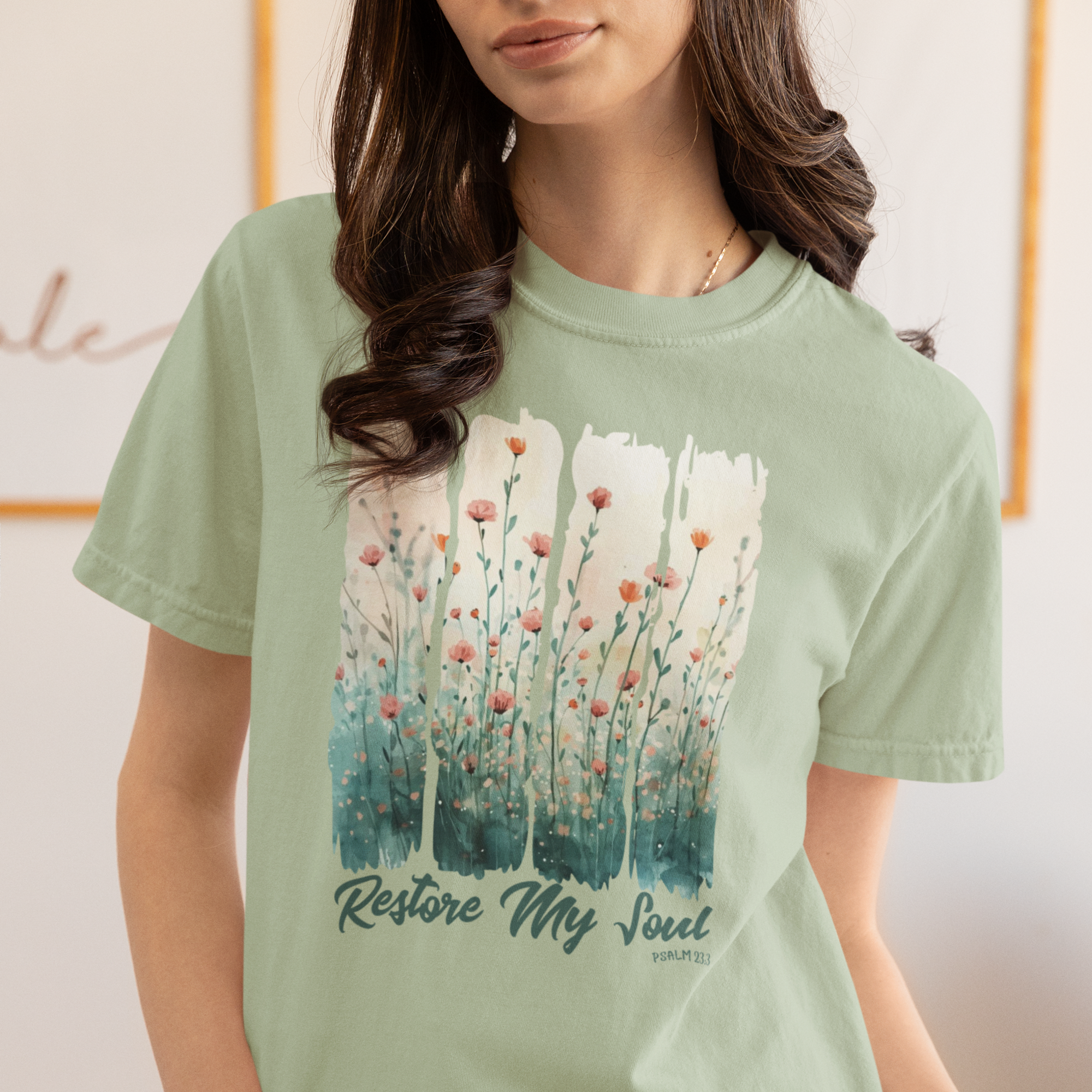 Comfort Colors® Restore My Soul Shirt Christian Watercolor Floral tee worship leader faith