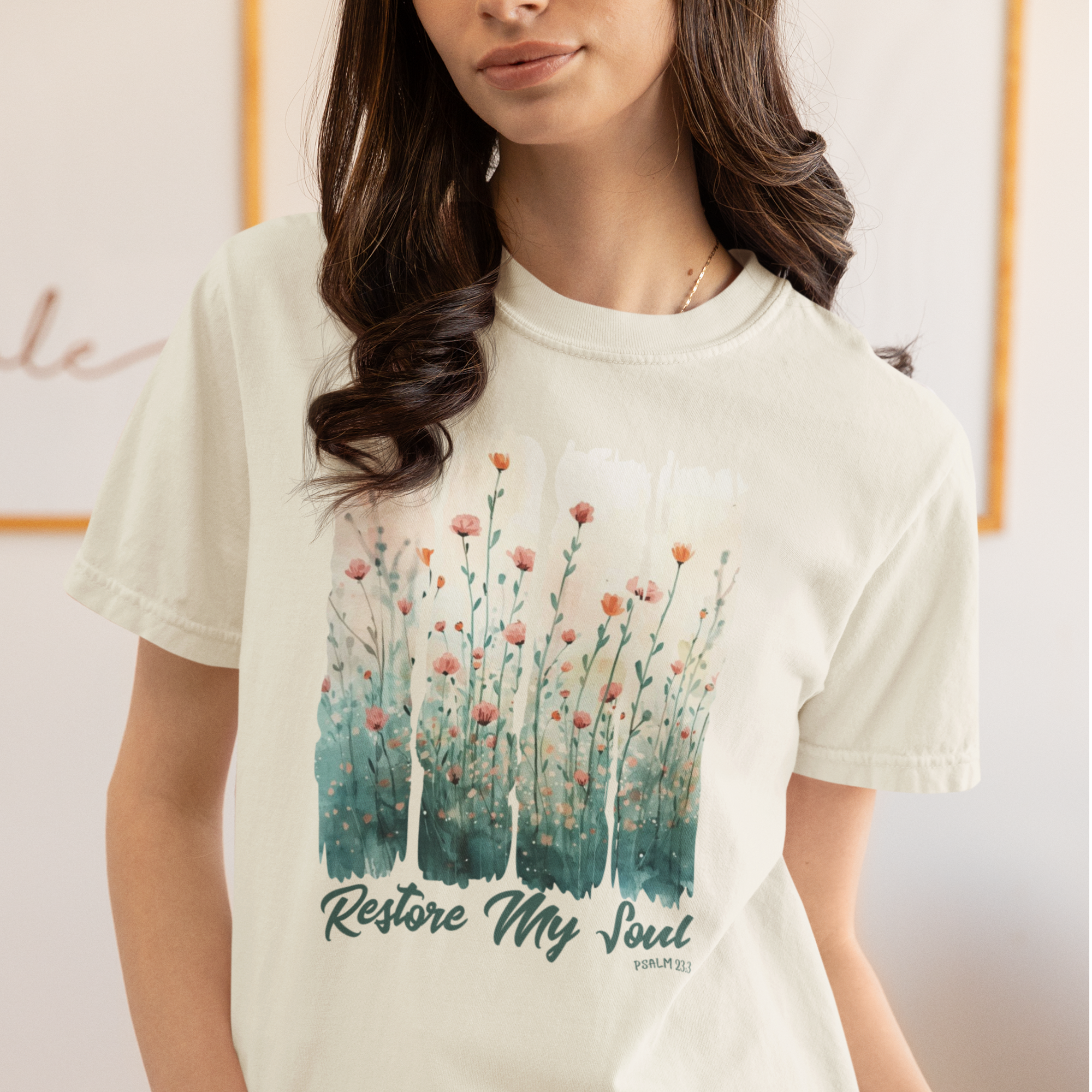 Comfort Colors® Restore My Soul Shirt Christian Watercolor Floral tee worship leader faith