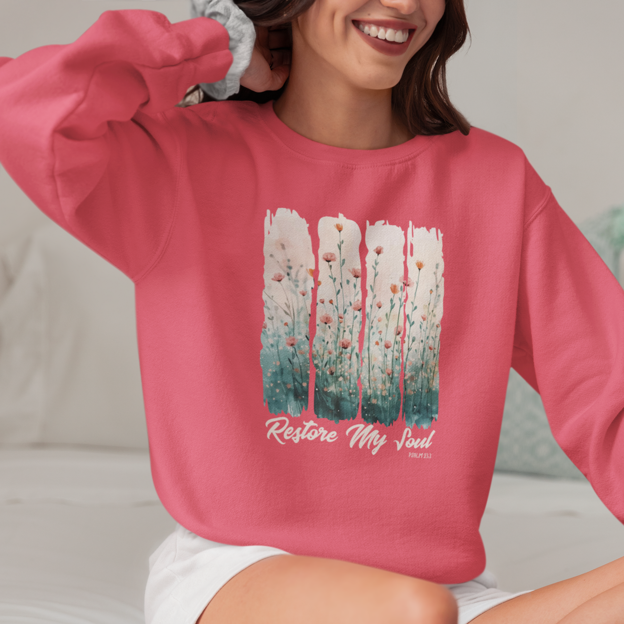 Restore My Soul Sweatshirt Christian floral worship leader musician faith apparel