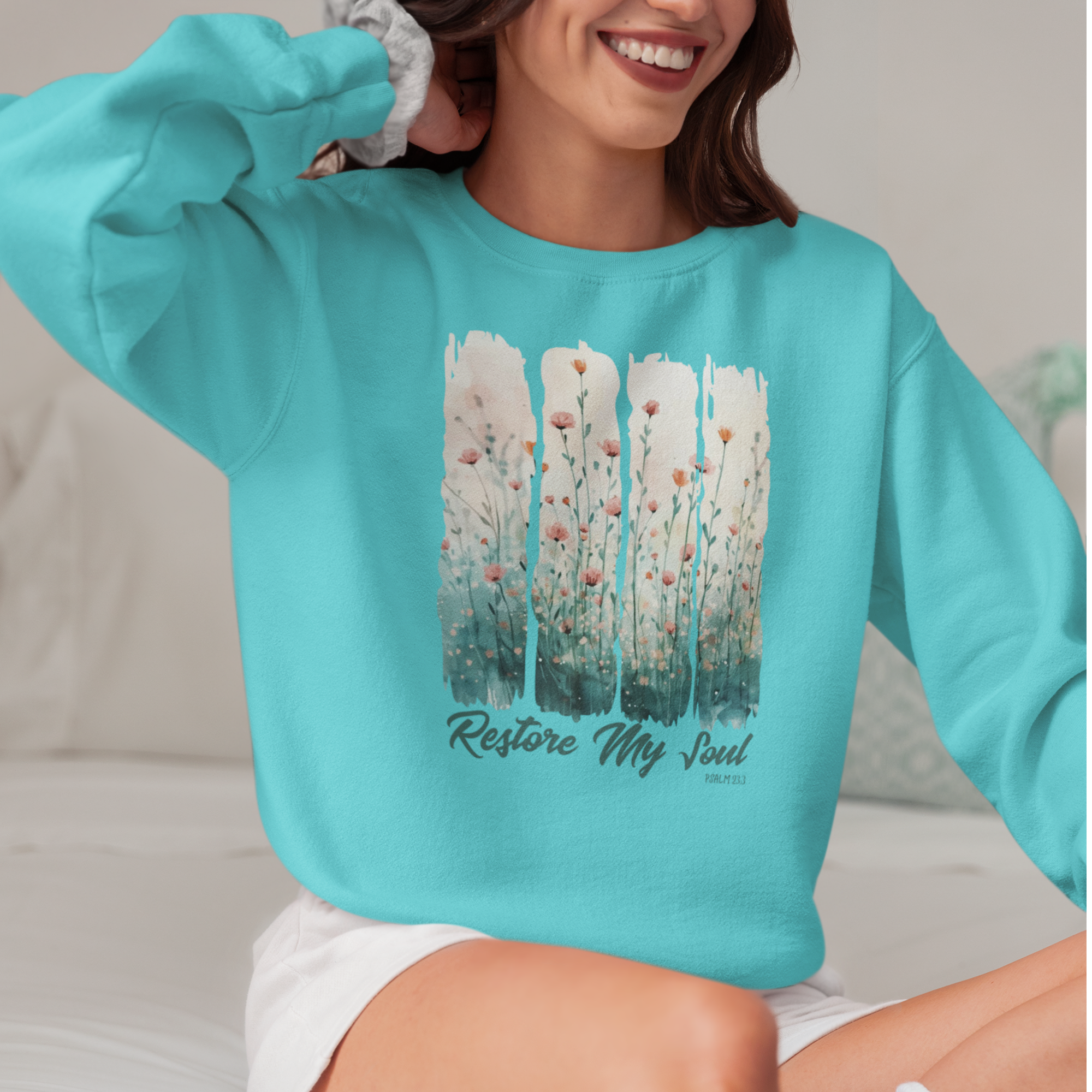 Restore My Soul Sweatshirt Christian floral worship leader musician faith apparel