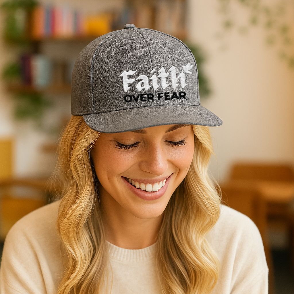 Faith Over Fear Embroidered Dove Christian Snapback Hat Faith Gift
