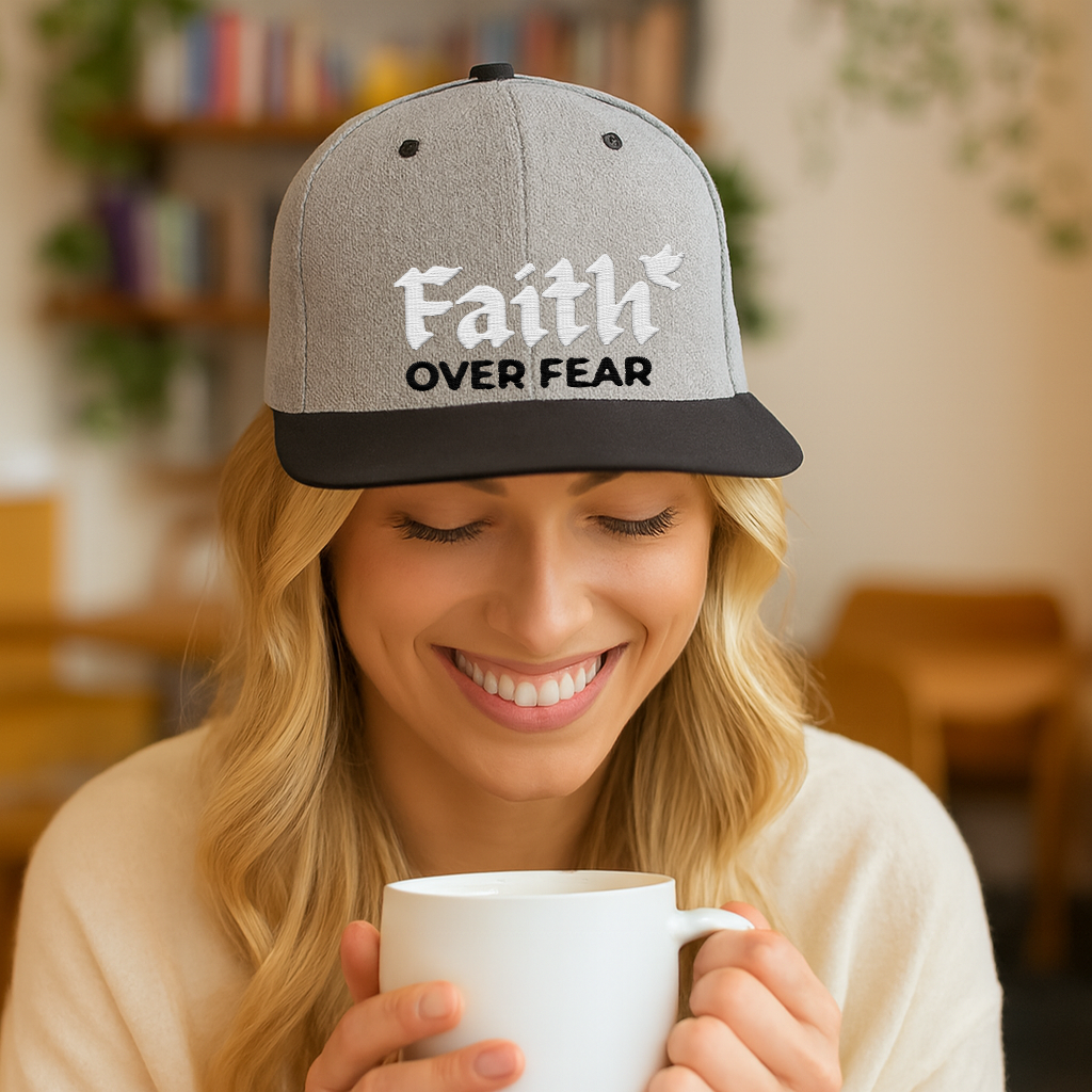 Faith Over Fear Embroidered Dove Christian Snapback Hat Faith Gift