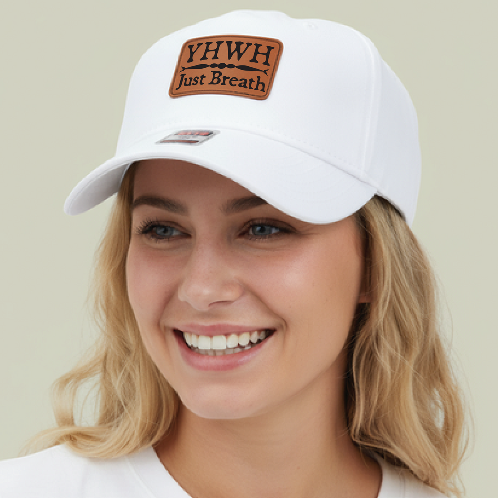 Christian Baseball Cap Vegan Leather Patch Faith Hat Mid Profile Five Panel Snapback