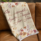 Christian Blanket Plush Velveteen Throw Faith Gift For Mom Mother’s Day Bible Verse Comfort