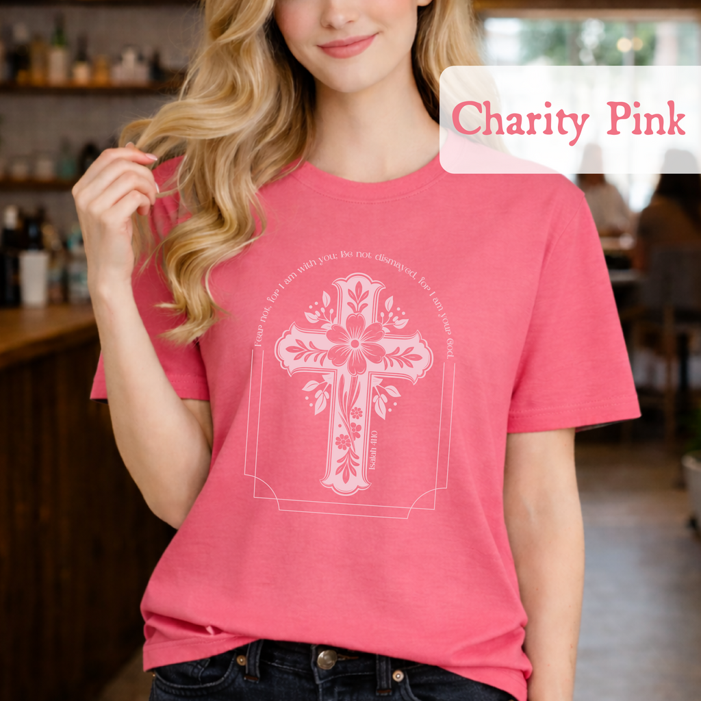 Christian Cross Shirt Isaiah 41:10 Fear Not Bible Verse Floral Graphic Faith Tee Religious Gift Church Apparel Bella Canvas Top