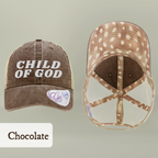 Child of God Christian Trucker Hat Ponytail Floral Baseball Cap Embroidered Woman Faith Gift
