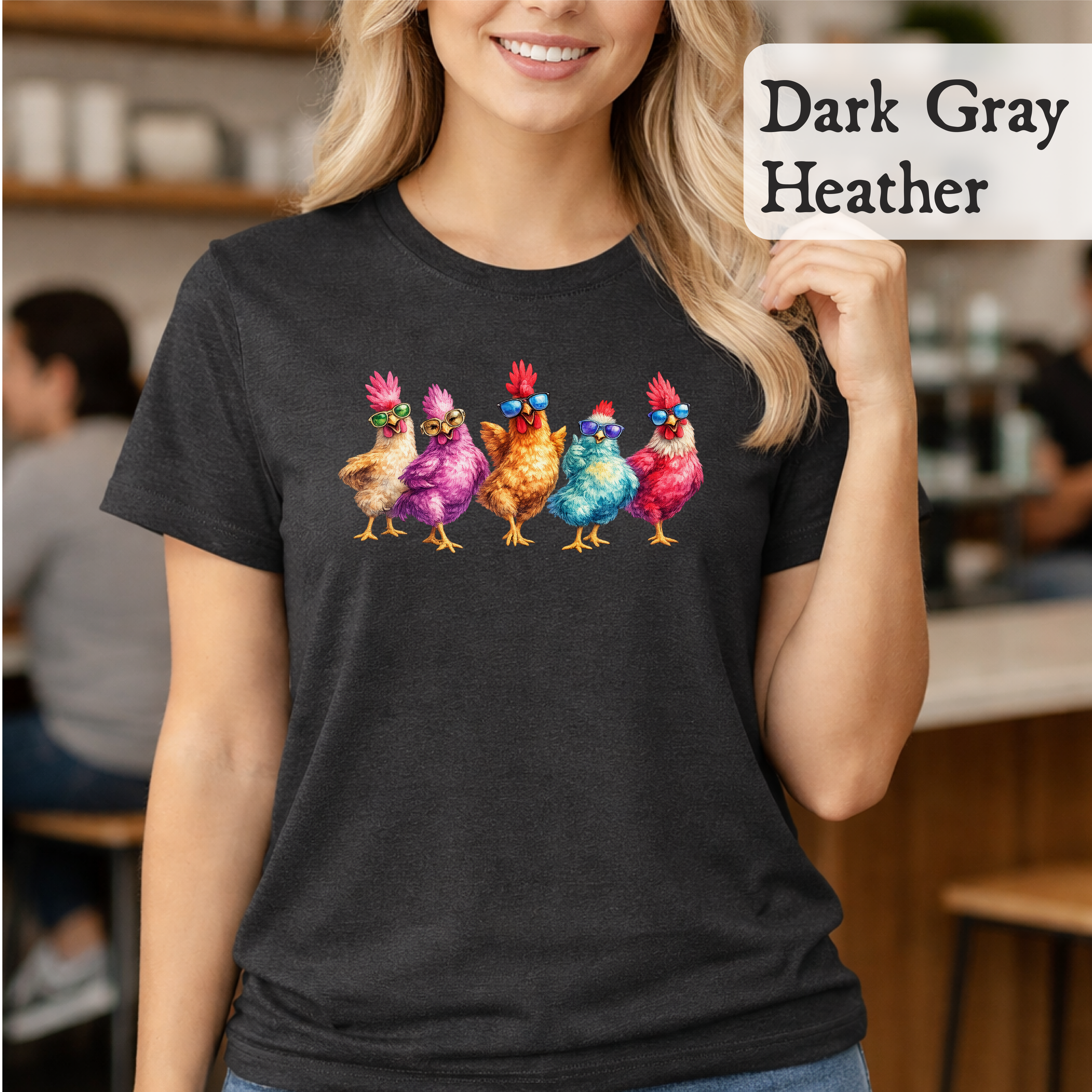 Funny Chicken Sunglasses Shirt Colorful Farm Animal Graphic T-Shirt Farming Gift for Chicken Lovers