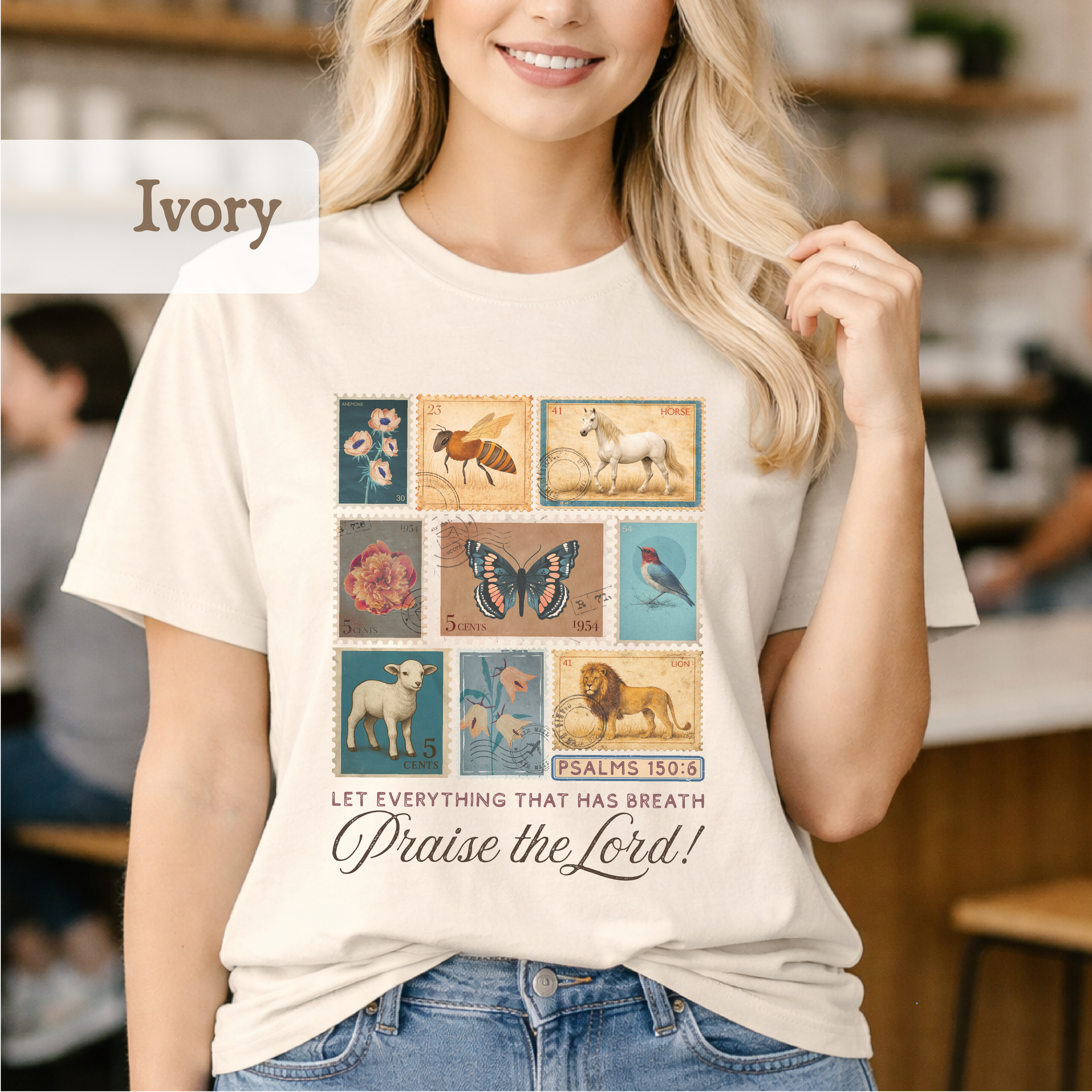 Christian Vintage Stamp Shirt, Praise the Lord Shirt, Psalm 150:6, Faith Graphic Comfort Colors 1717 Tee, Cottagecore